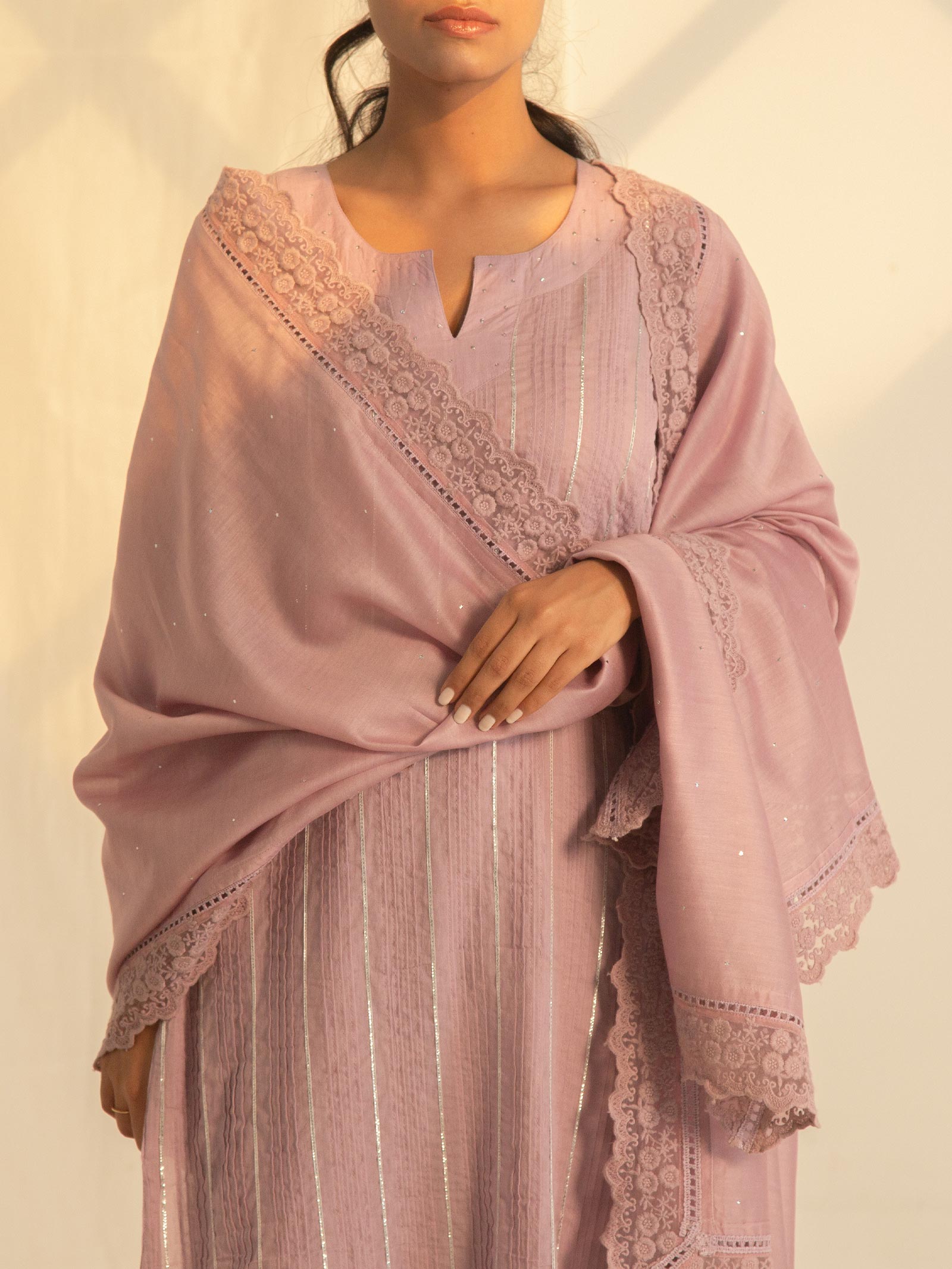 Mauve Chantilly Voile Kurta