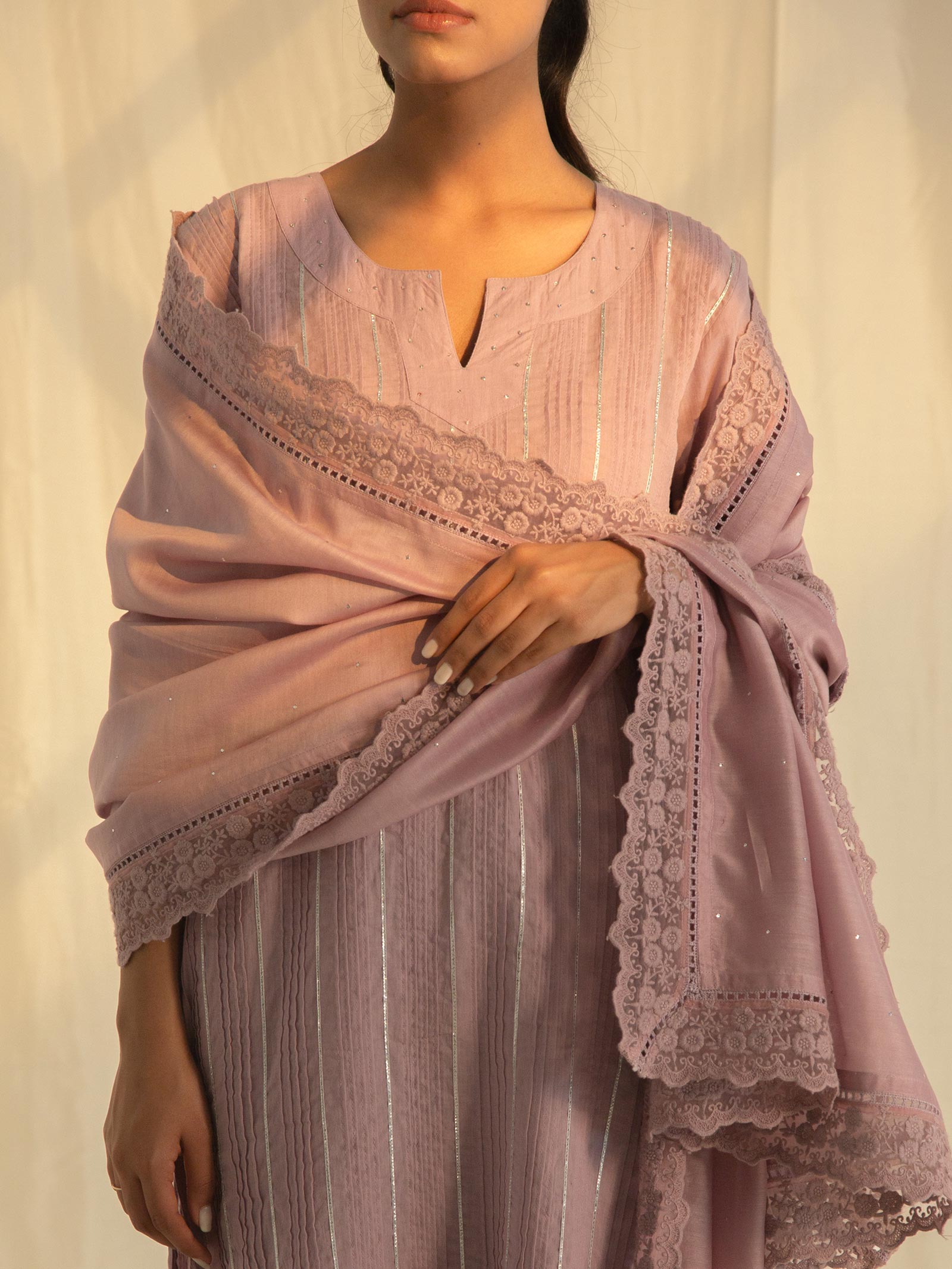 Mauve Chantilly Voile Kurta