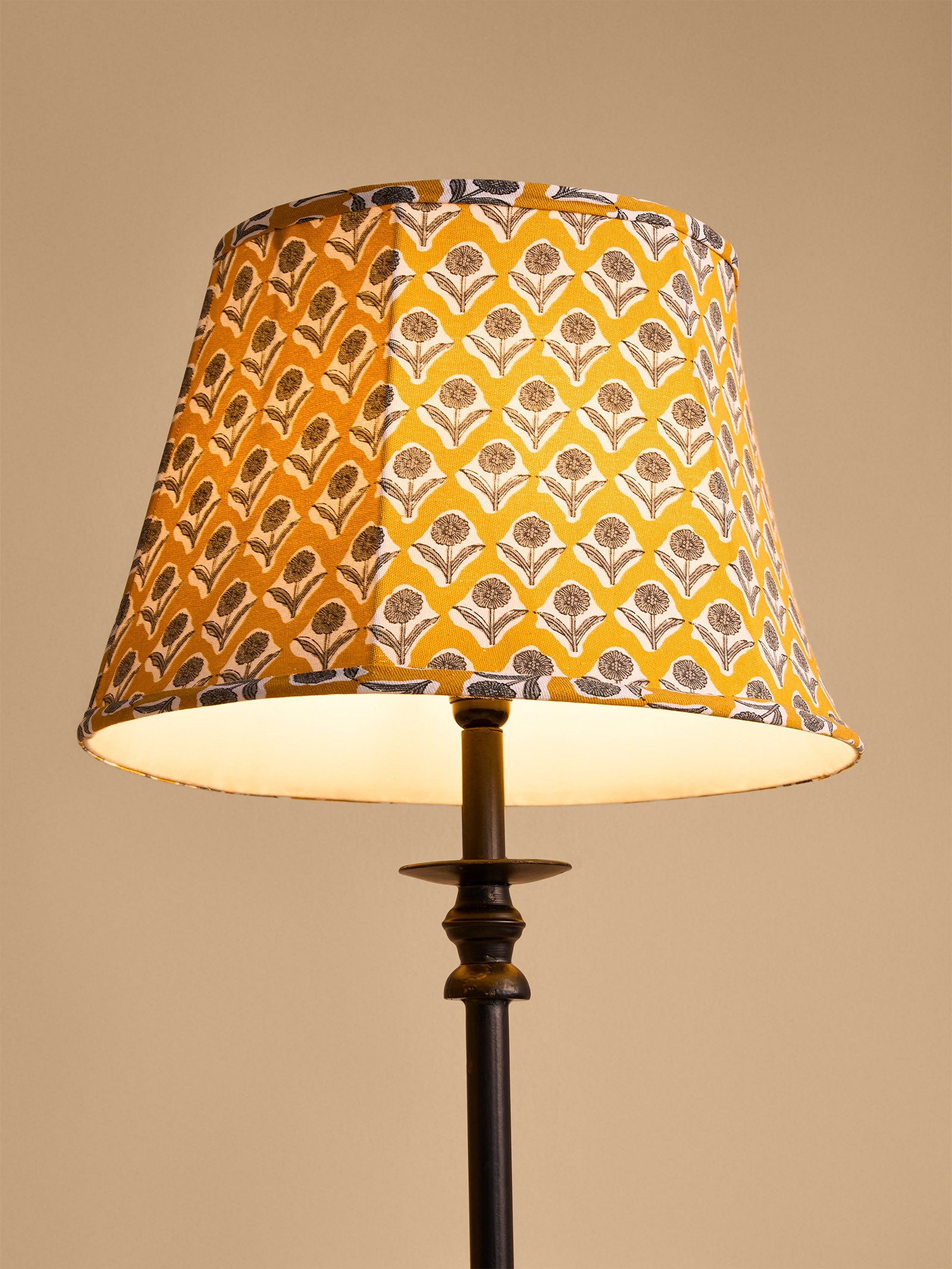 Block-Print Mustard Large Lamp Shade