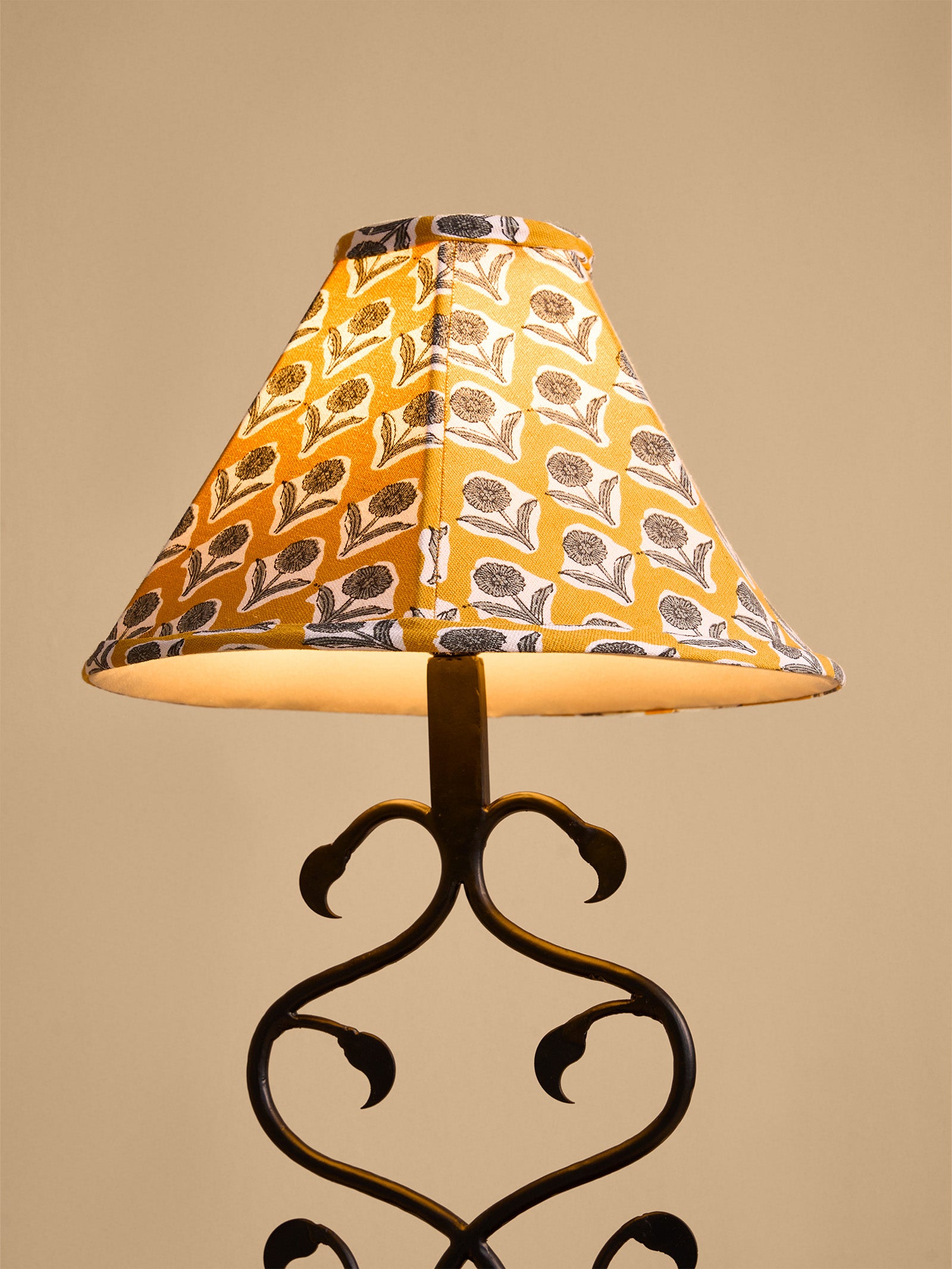 Block-Print Mustard Medium Lamp Shade