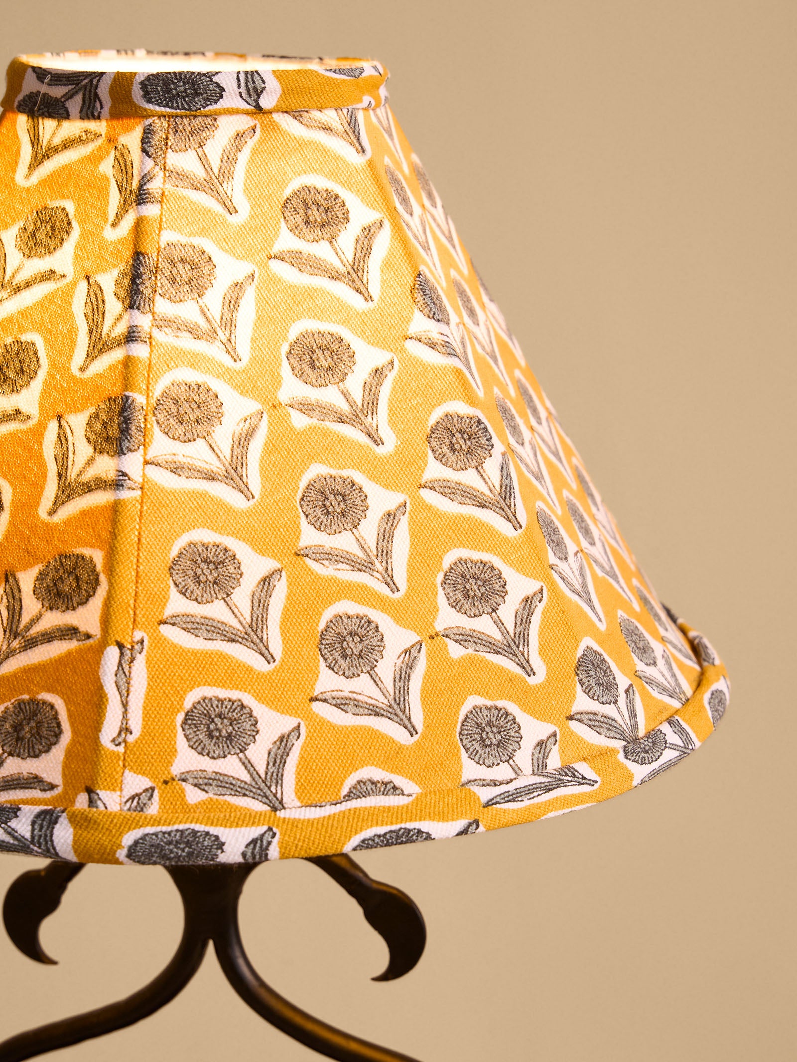 Block-Print Mustard Medium Lamp Shade