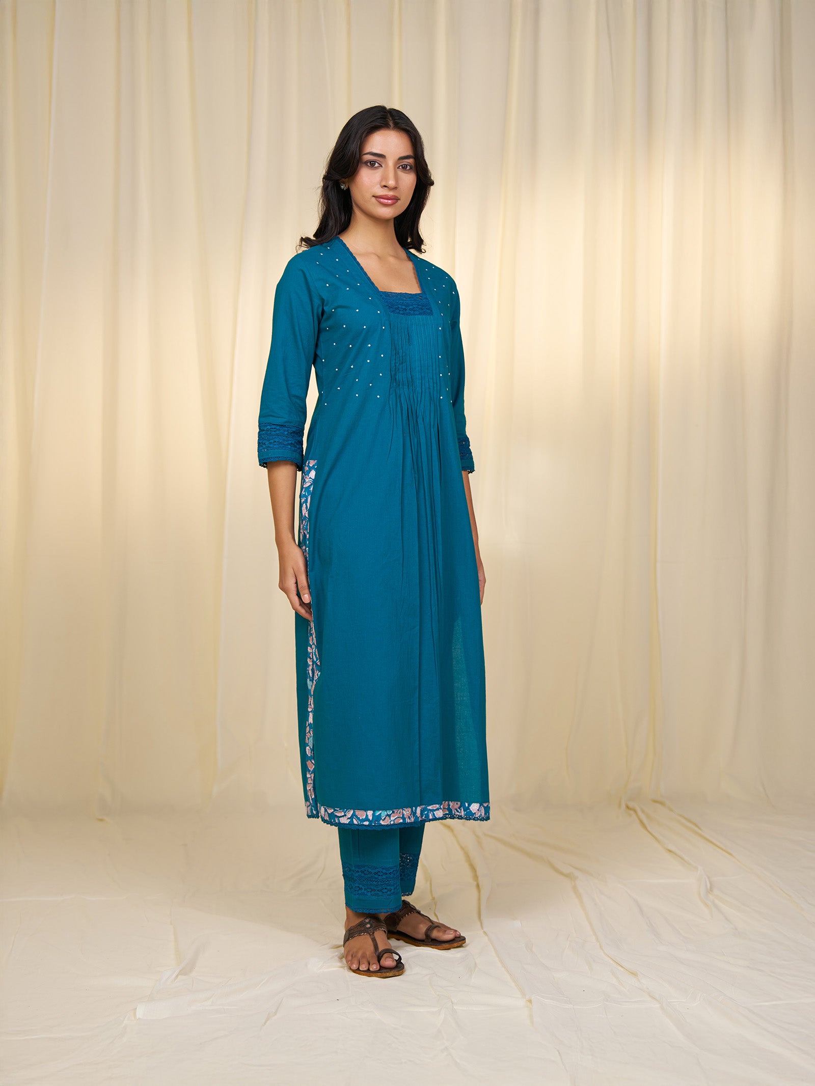 Teal Cotton Kurta