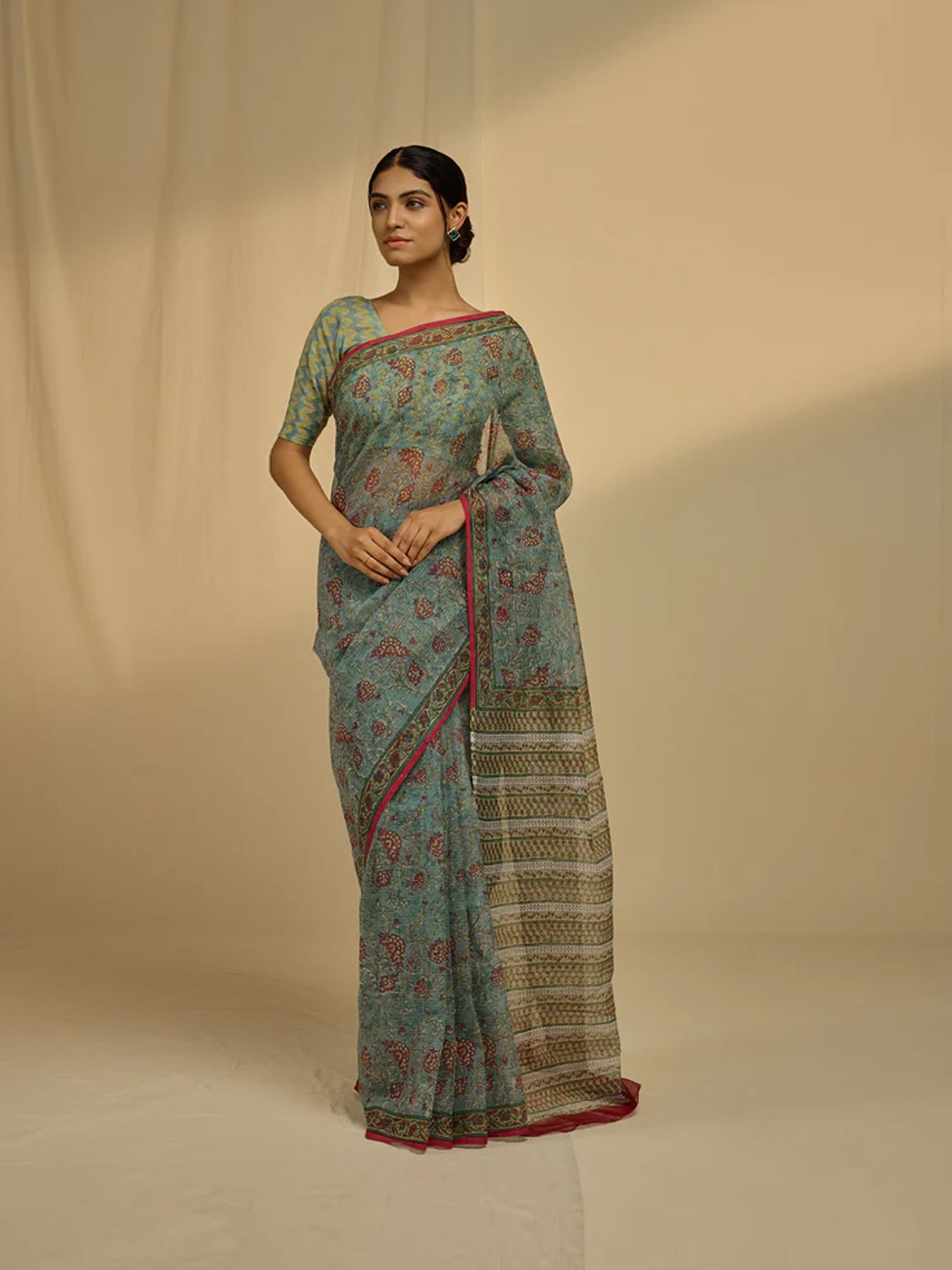 Teal Dust Kota Saree