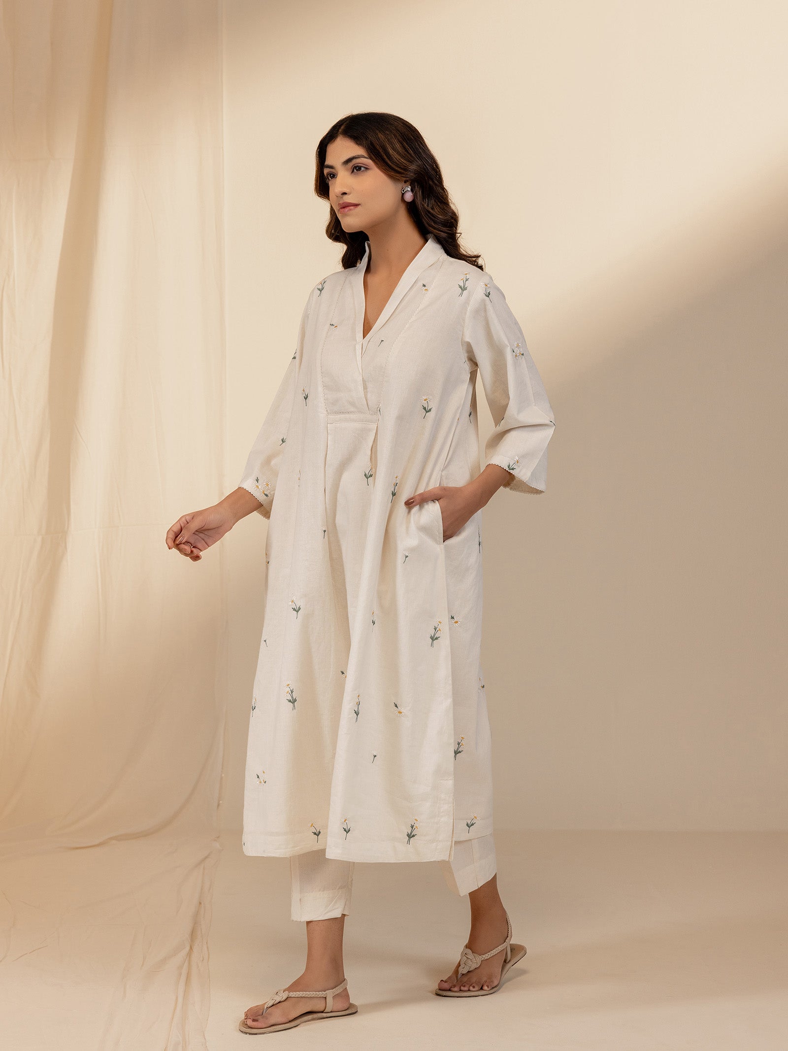 The Artisans Ivory Voile Kurta