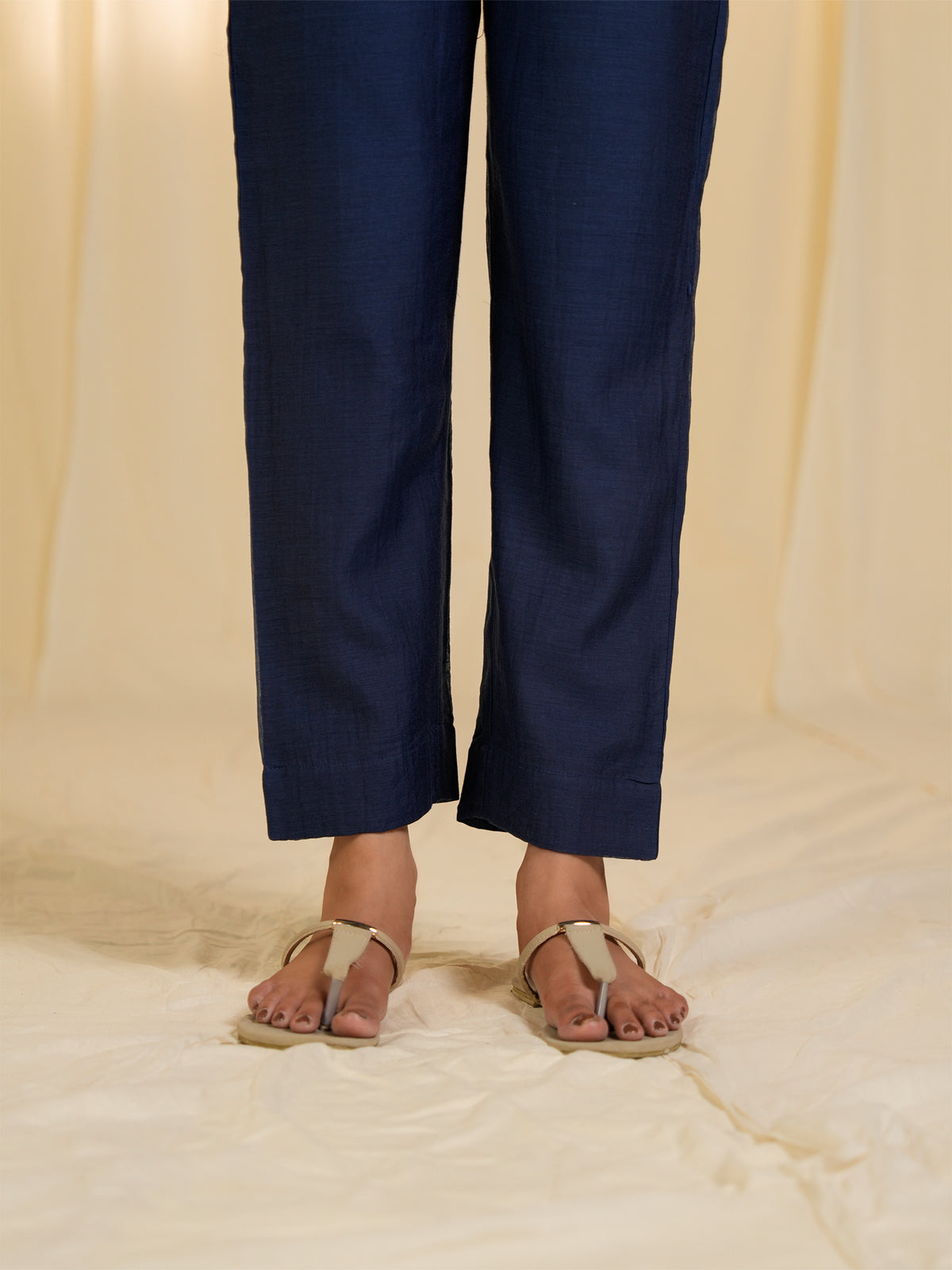 Thread Poetry Ink Flow Chanderi Straight Pants