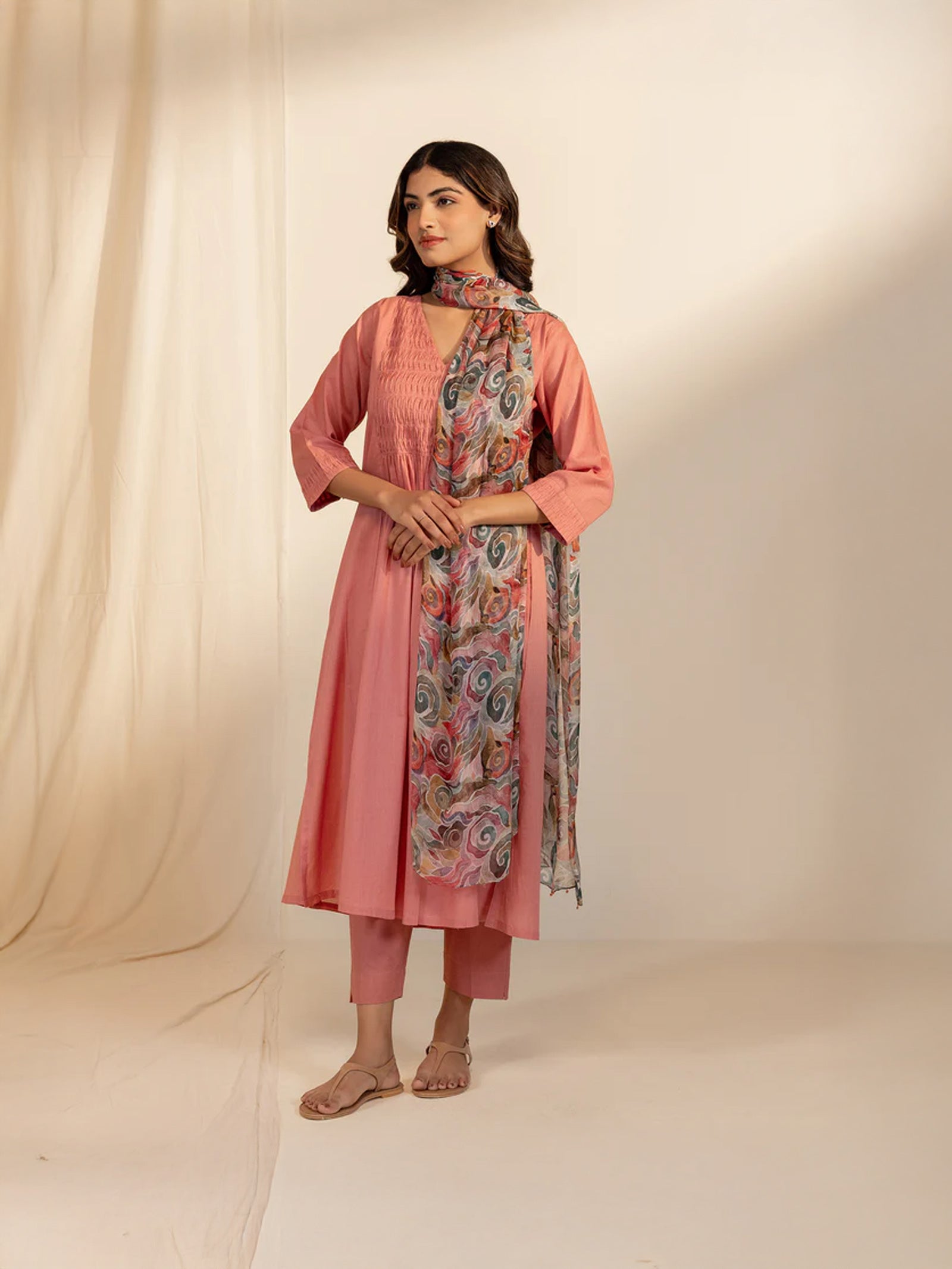 Trance Busy Peach Chiffon Dupatta
