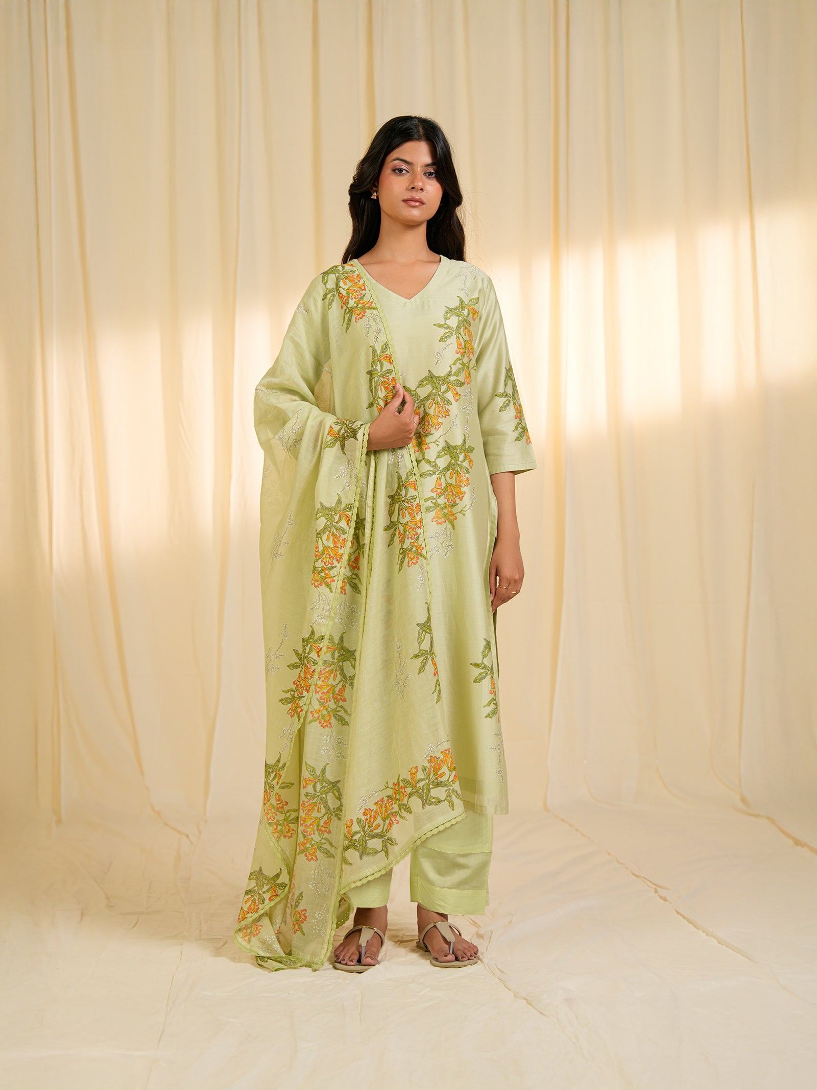 Trumpet Wine Chanderi Dupatta