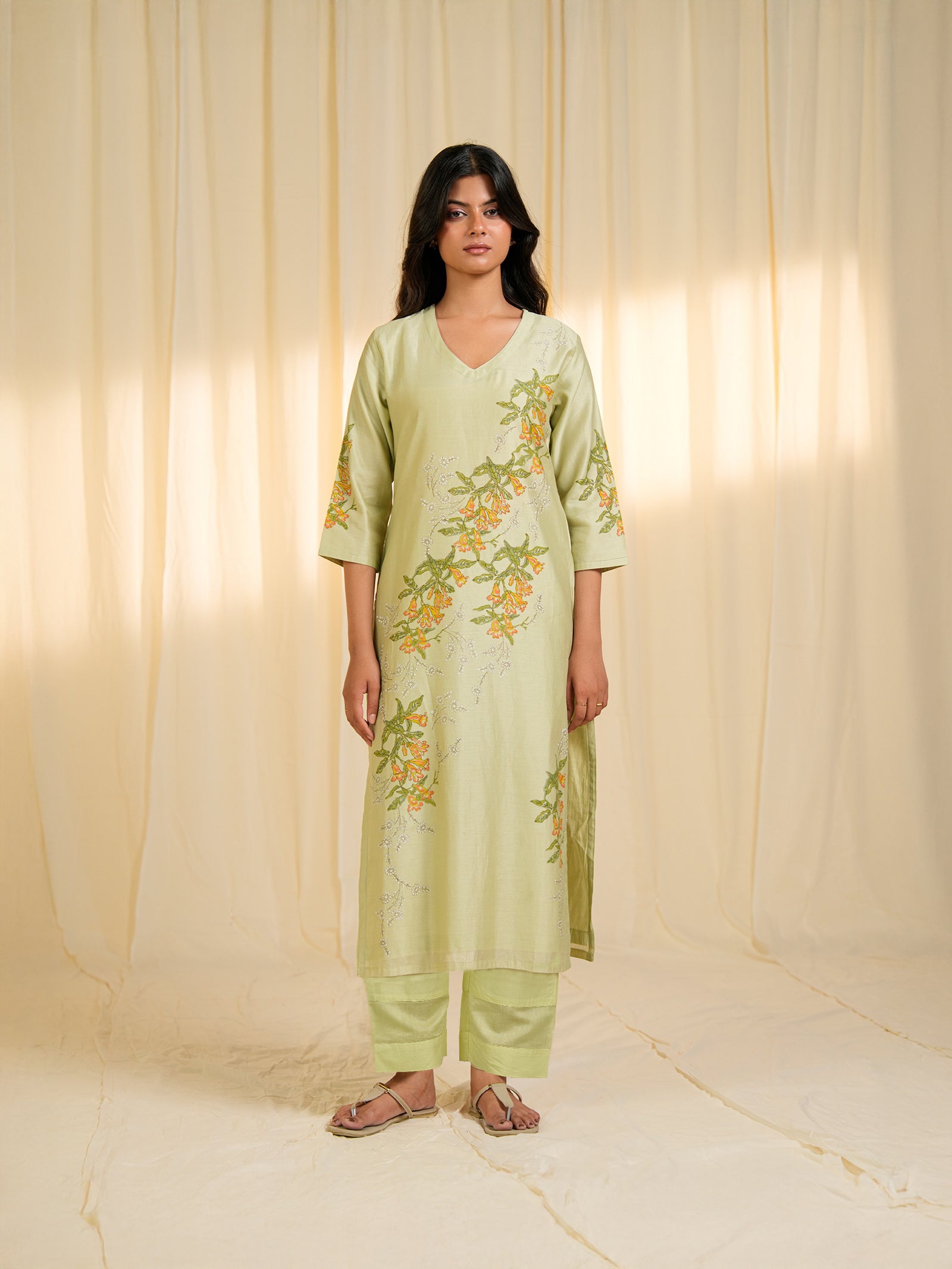 Trumpet Wine Chanderi Kurta