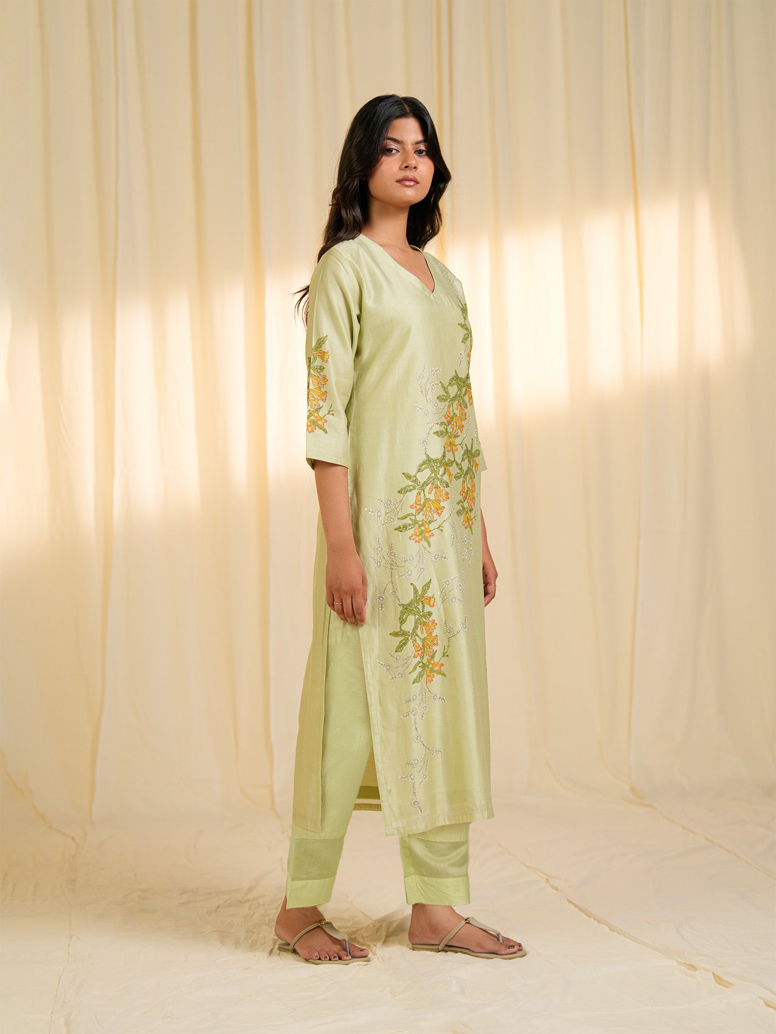 Trumpet Wine Chanderi Kurta