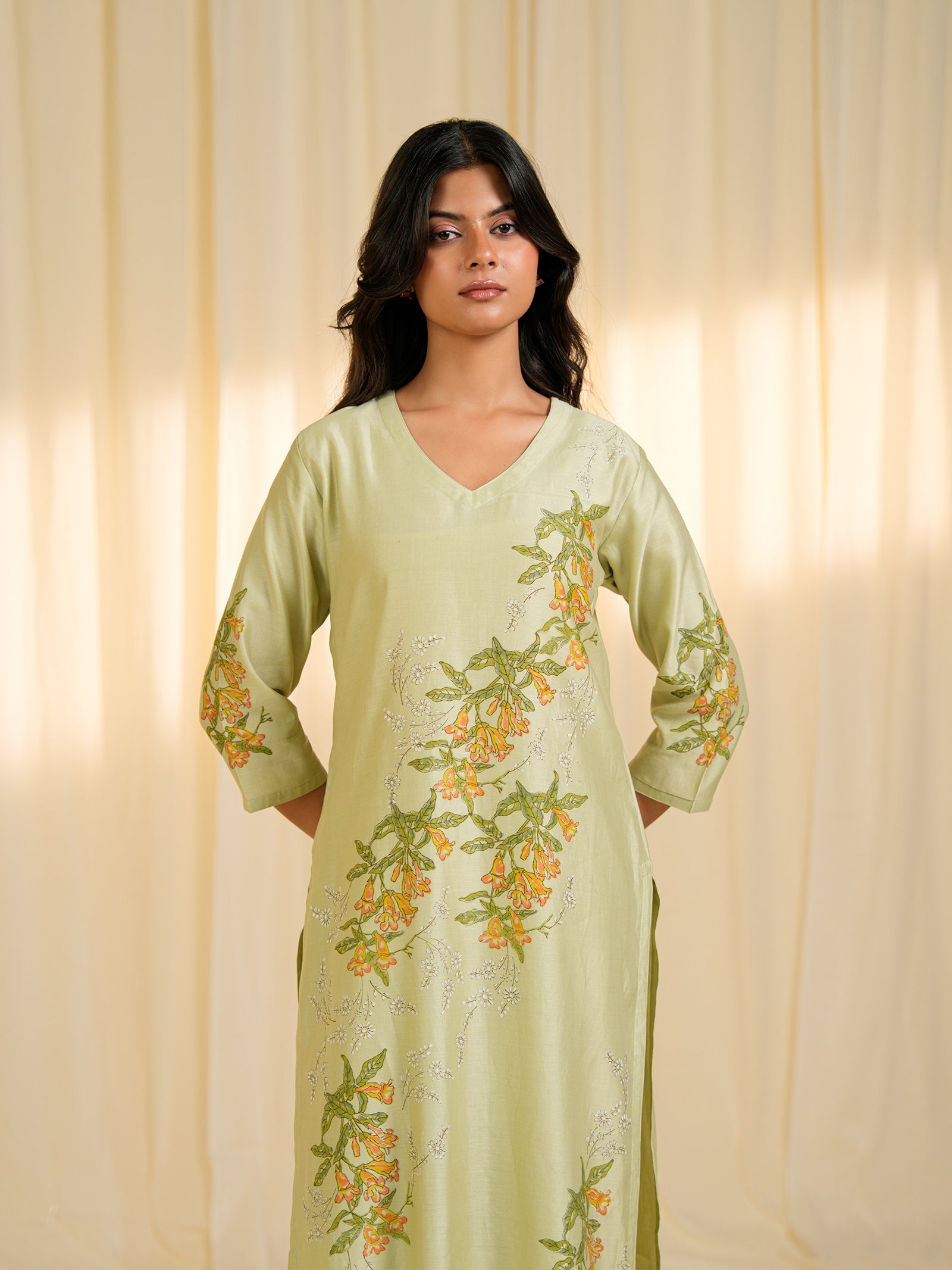 Trumpet Wine Chanderi Kurta