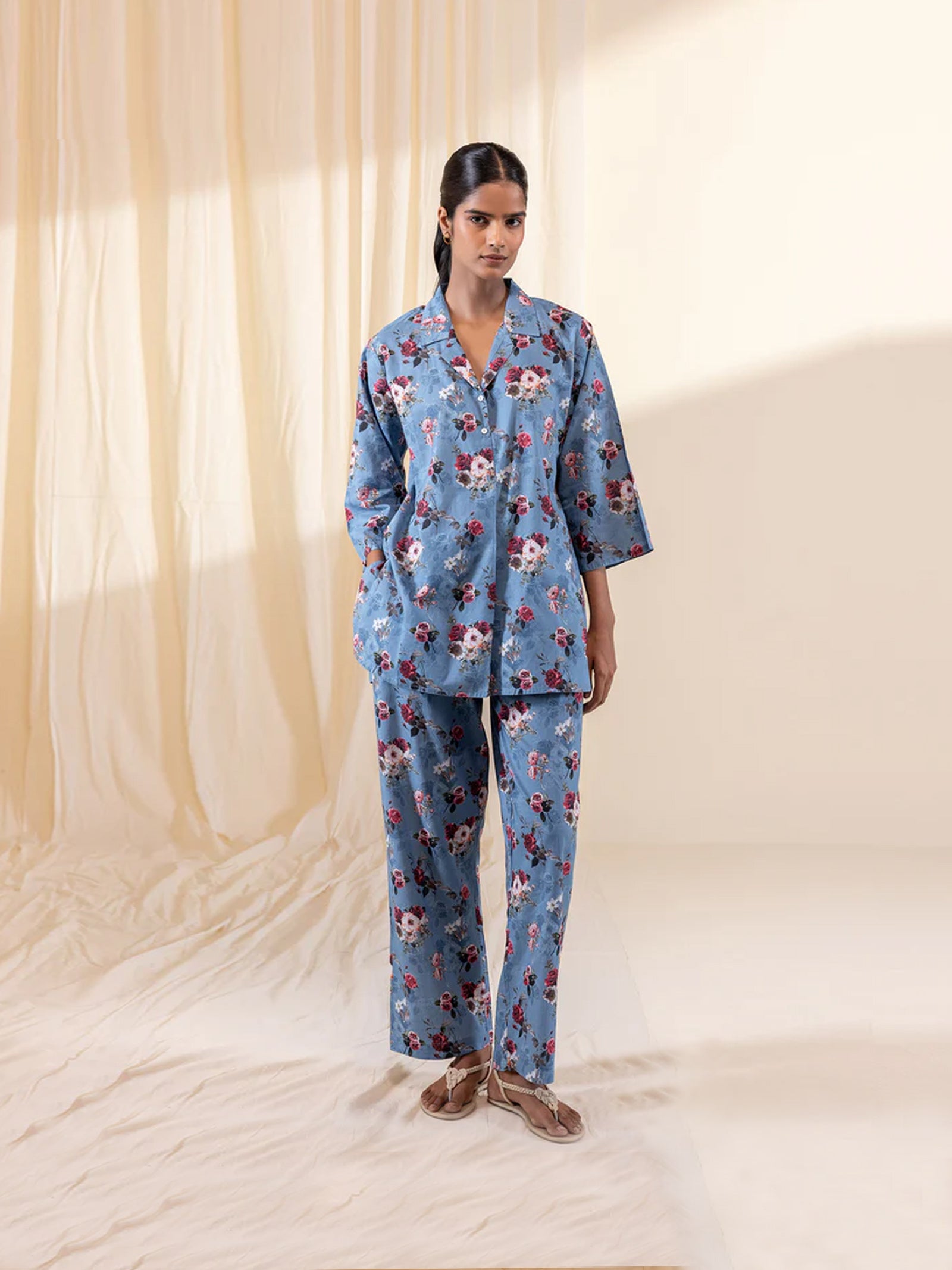 Twilight Florals Voile Night Suit
