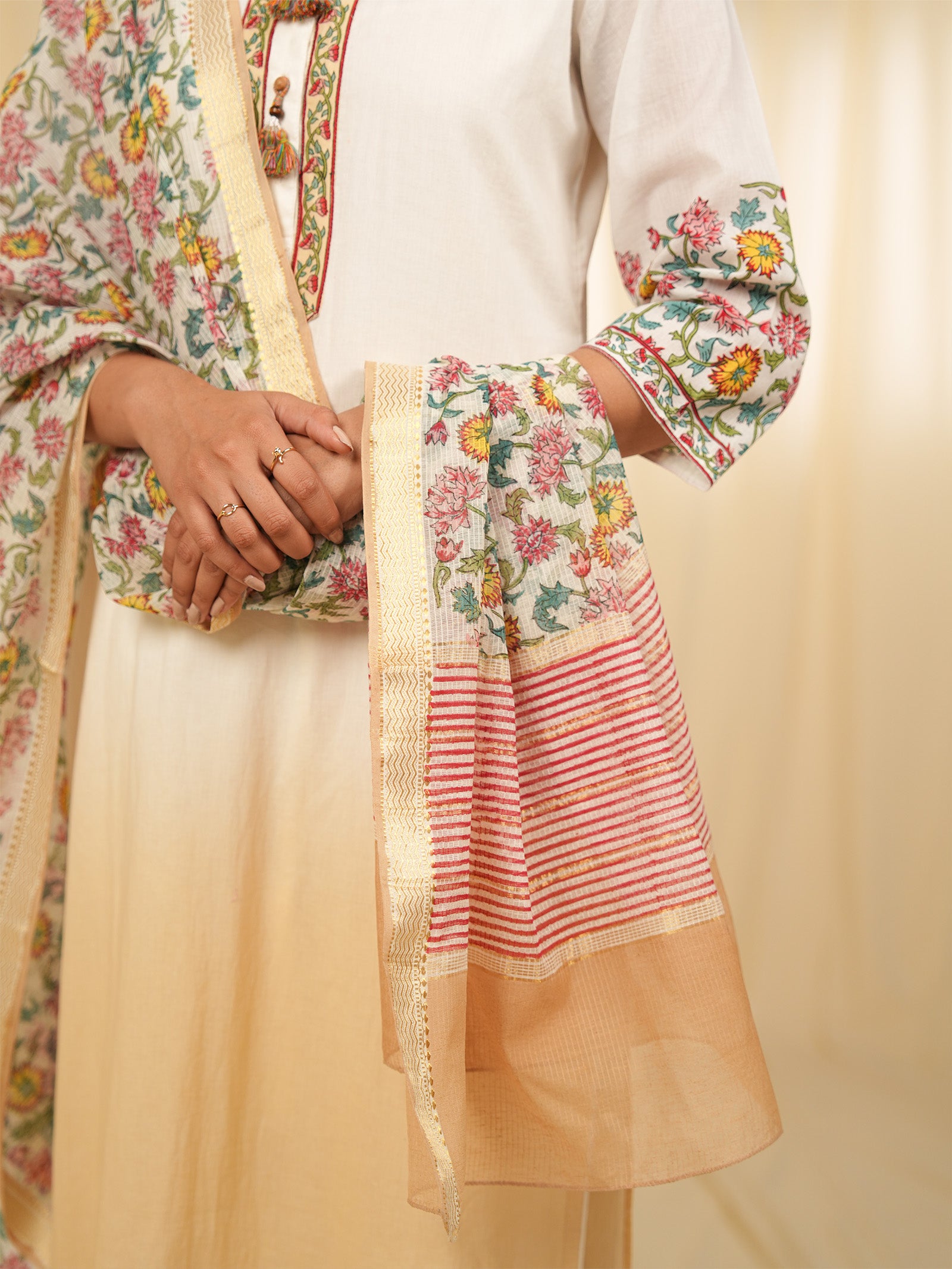 Vanilla Blossom Maheshwari Dupatta
