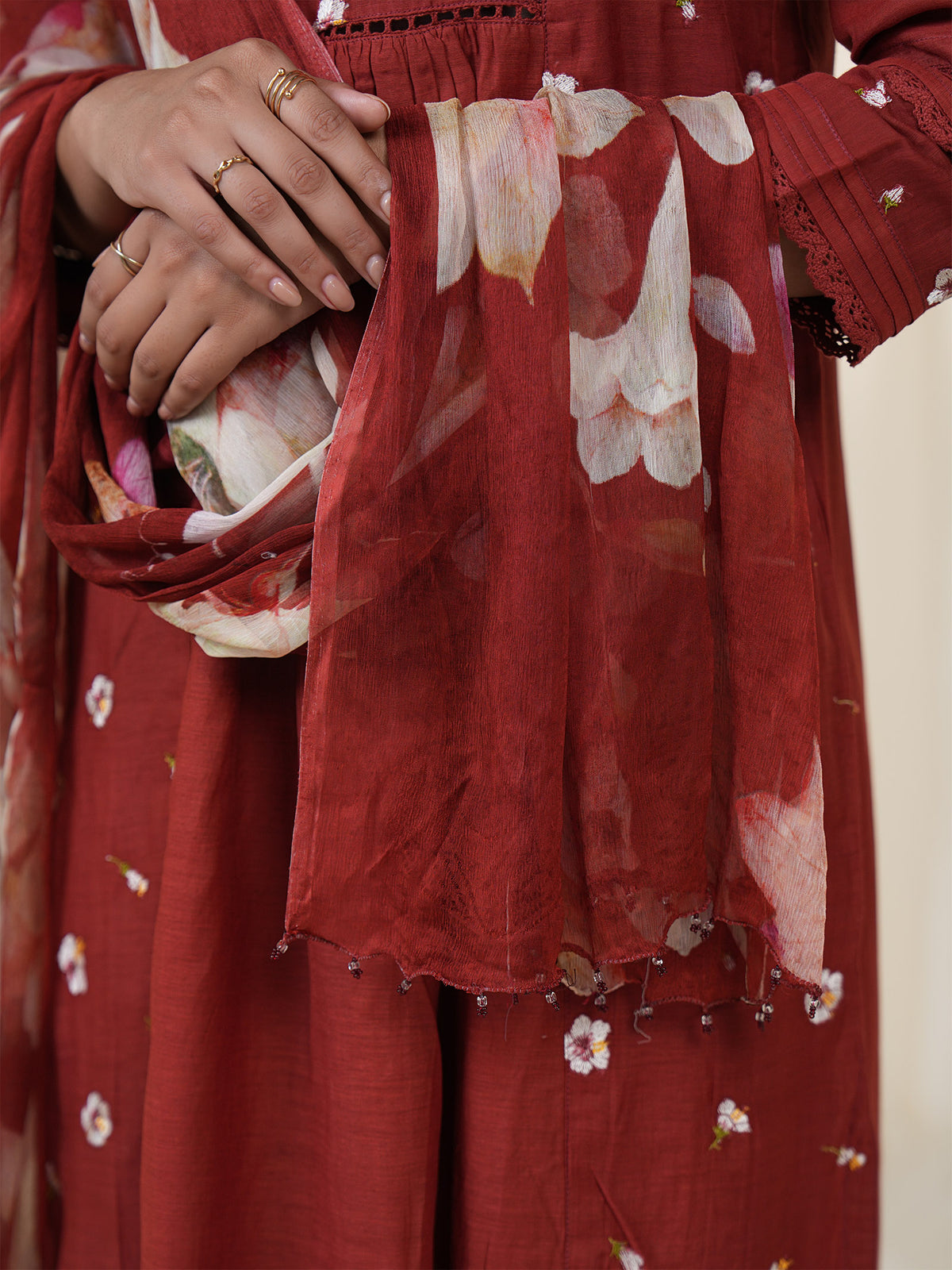 Victorian Brick Chiffon Dupatta