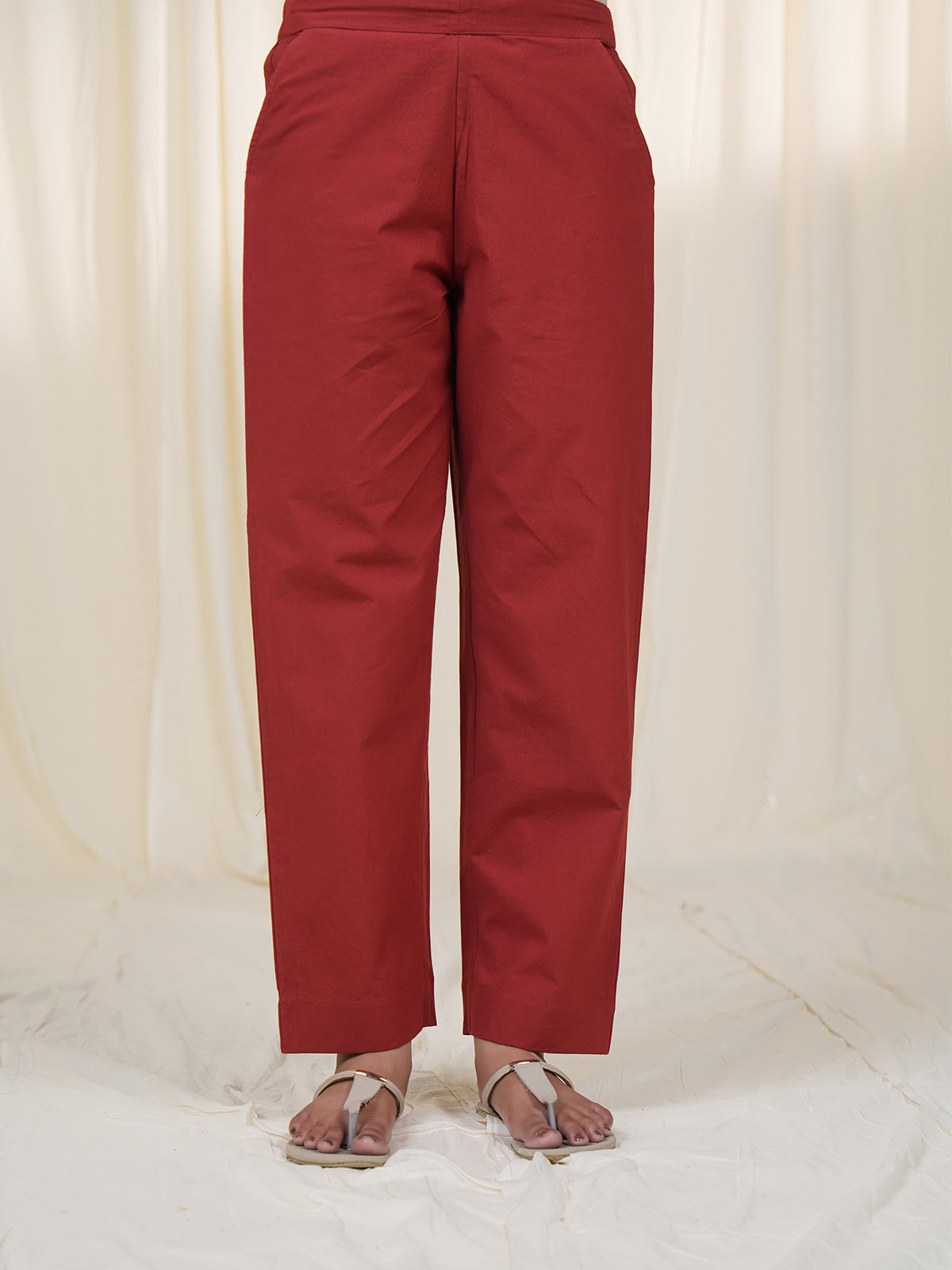 Victorian Brick Cotton Straight Pants