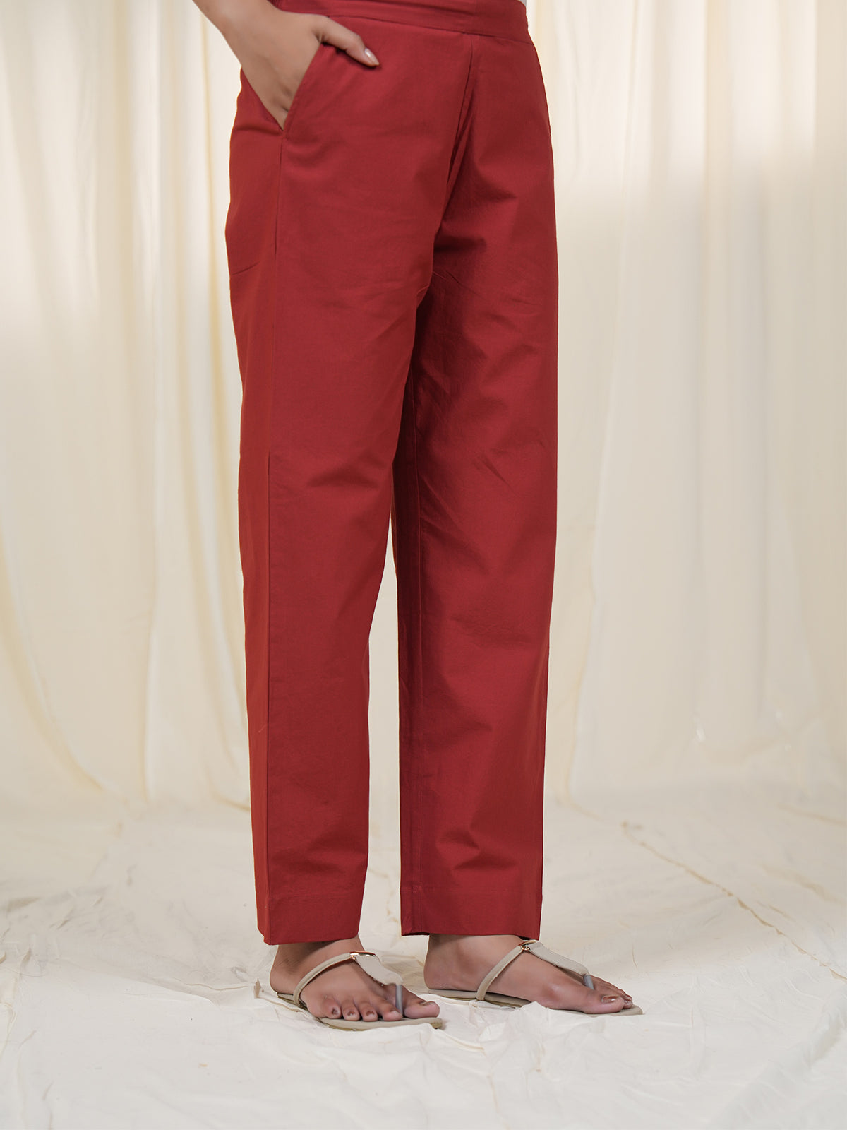 Victorian Brick Cotton Straight Pants