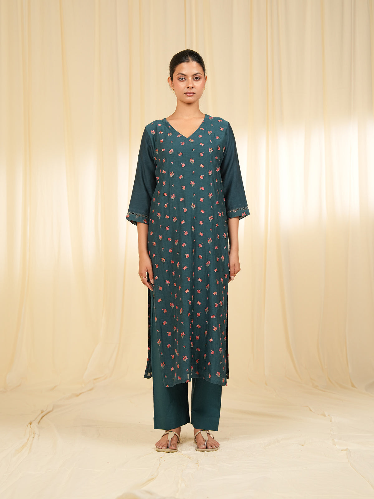 Victorian Harbor Emb. Chanderi Kurta