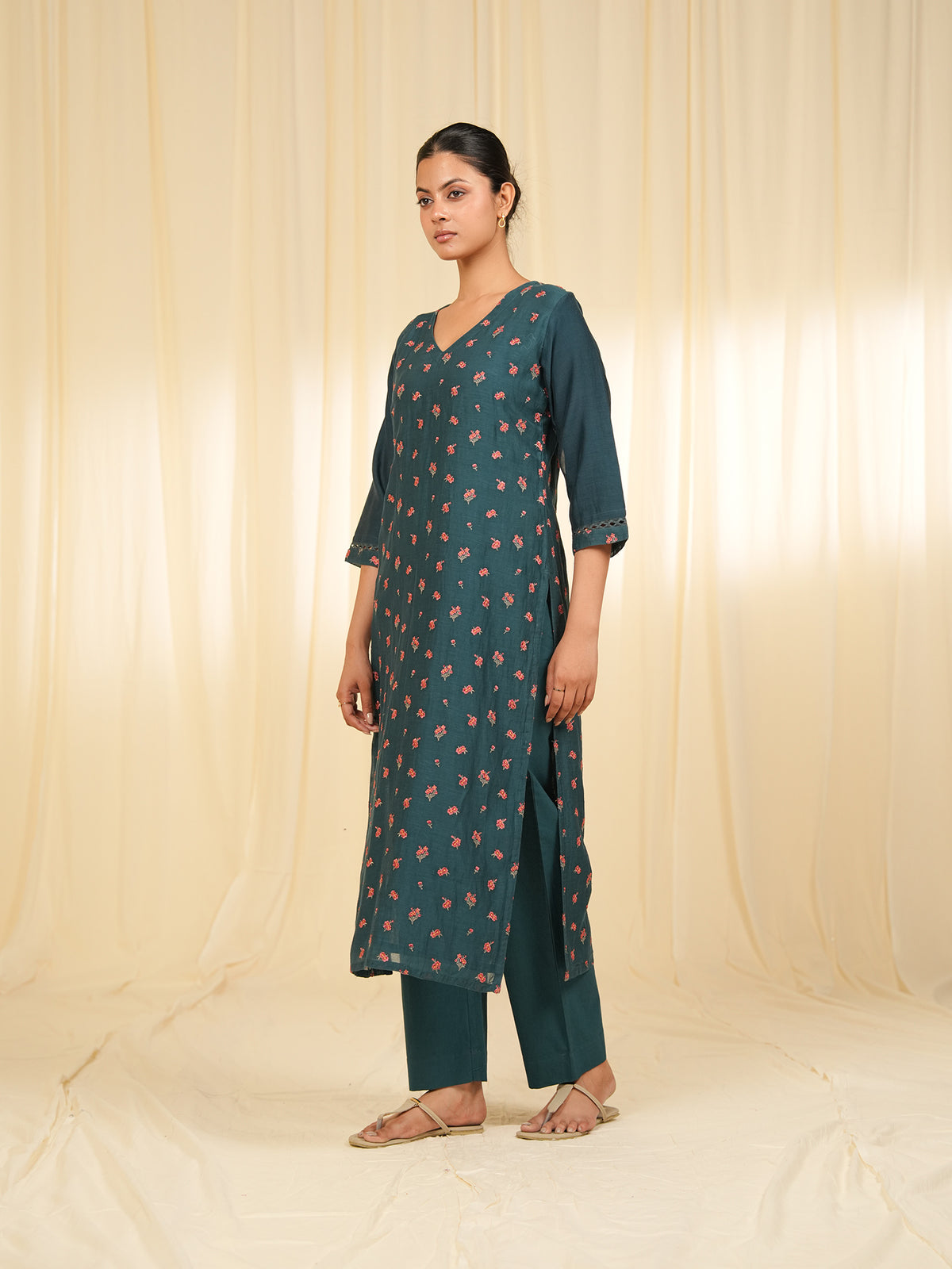 Victorian Harbor Emb. Chanderi Kurta