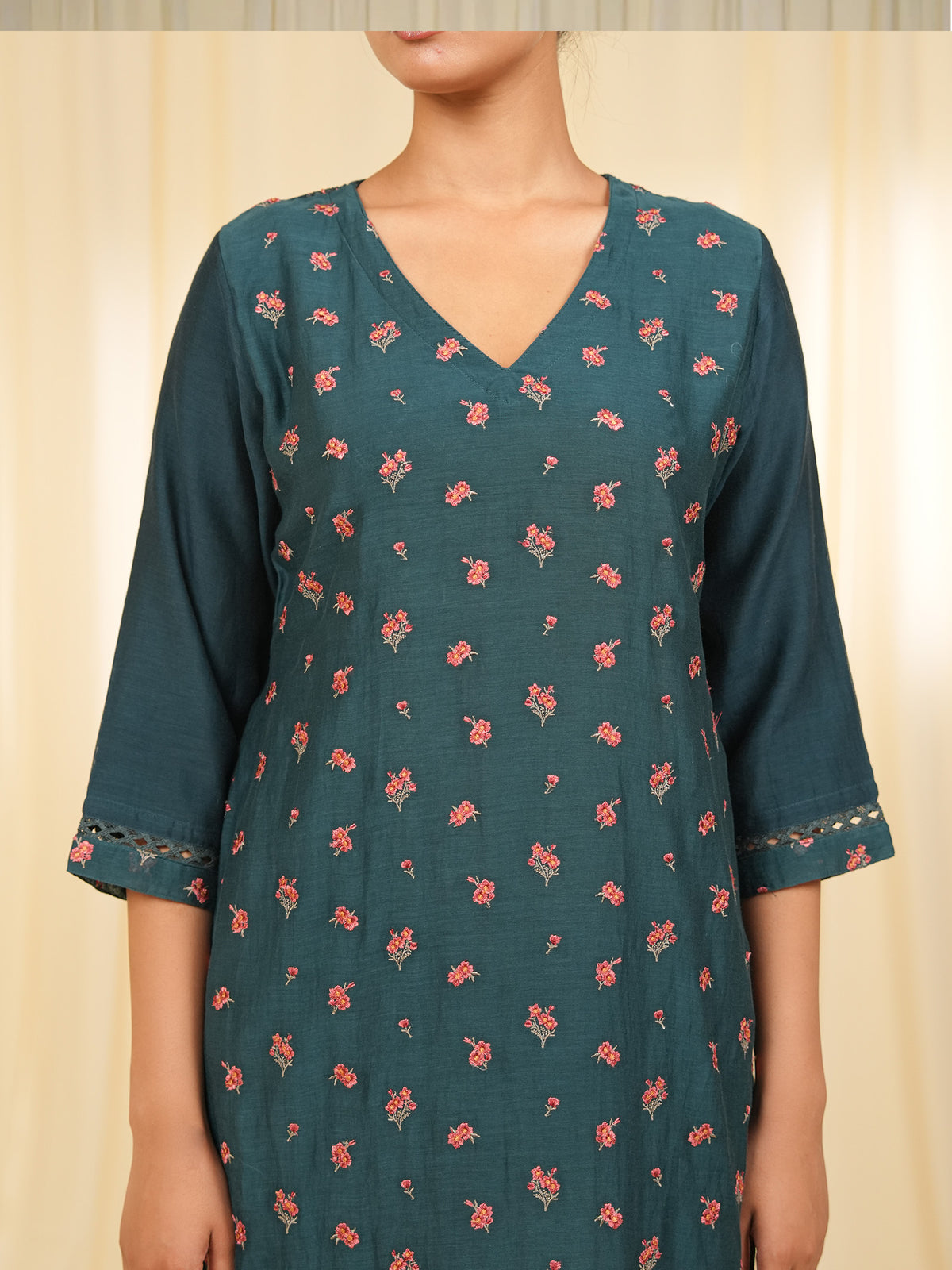 Victorian Harbor Emb. Chanderi Kurta
