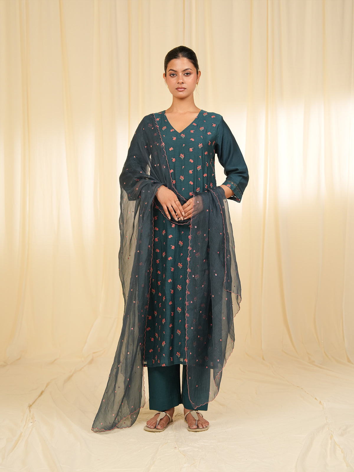 Victorian Harbor Emb. Chanderi Kurta