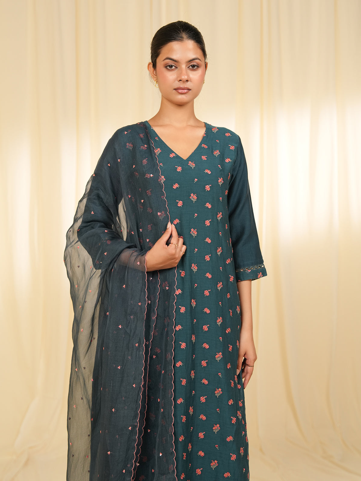 Victorian Harbor Organza Dupatta