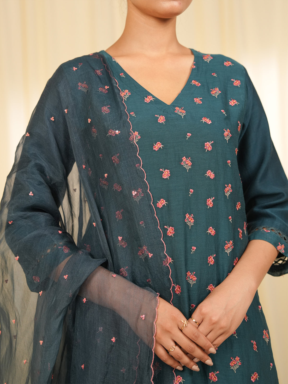 Victorian Harbor Organza Dupatta