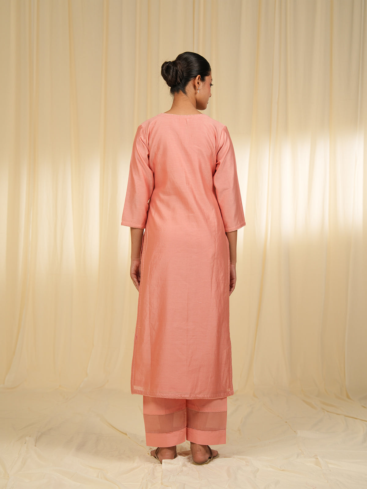 Victorian Peach Chanderi Kurta