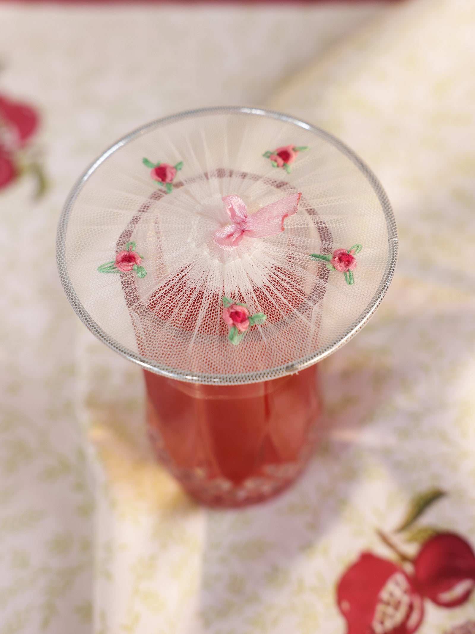 Vintage Ring Glass Cover - Pink (Set of 4pc)
