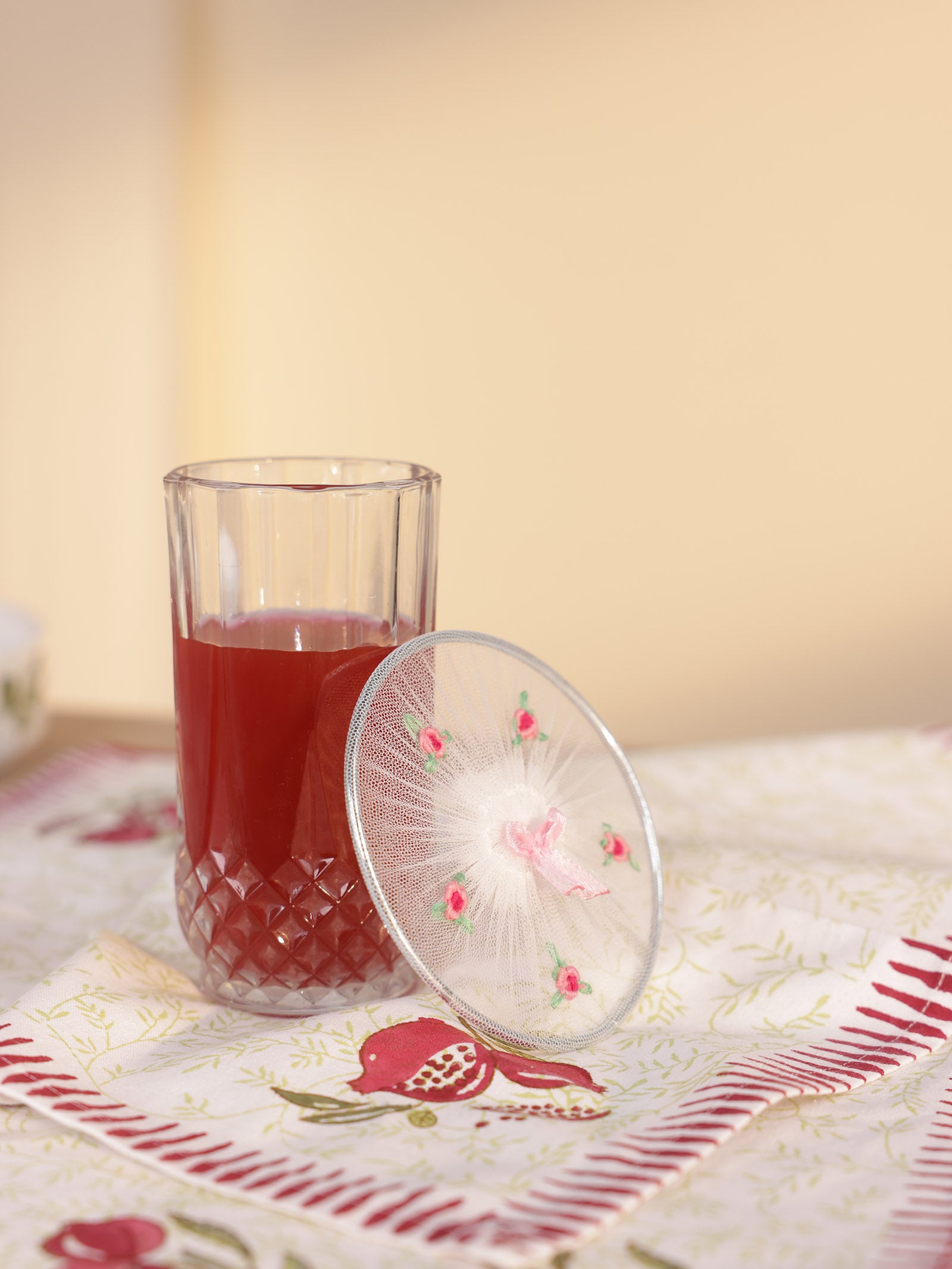 Vintage Ring Glass Cover - Pink (Set of 4pc)