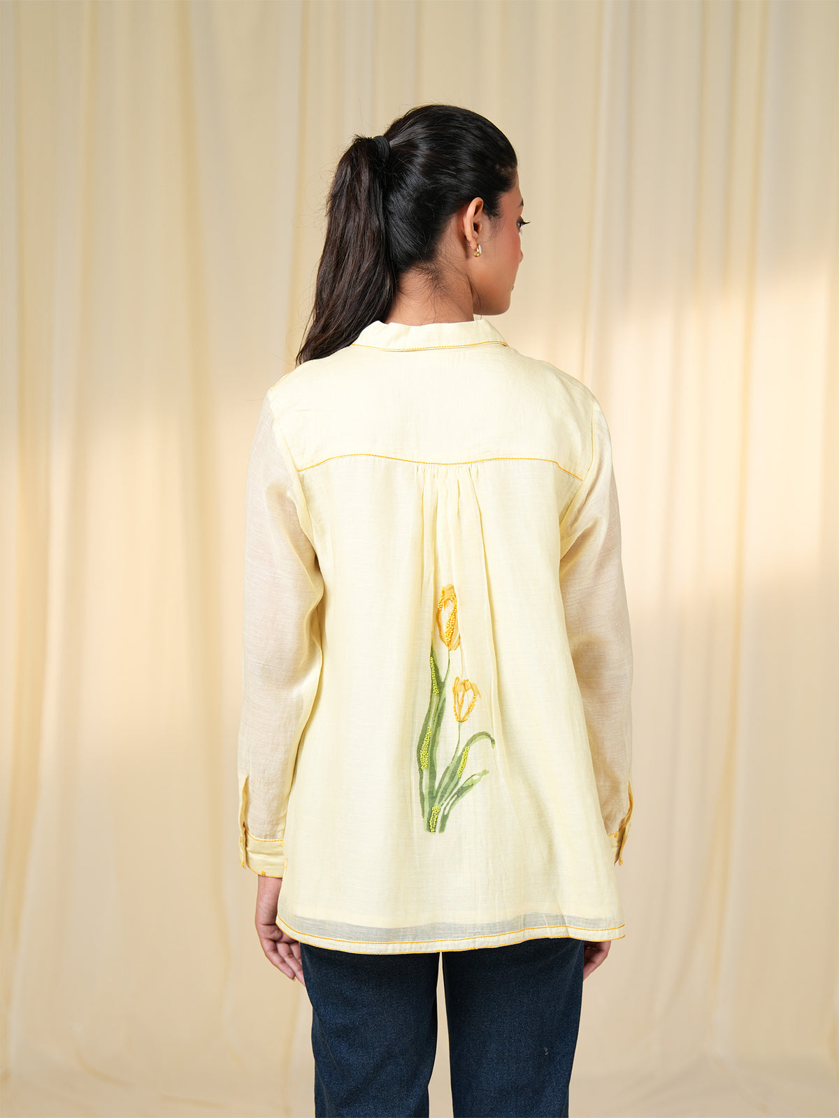 Whimsy Lemon Chanderi Shirt