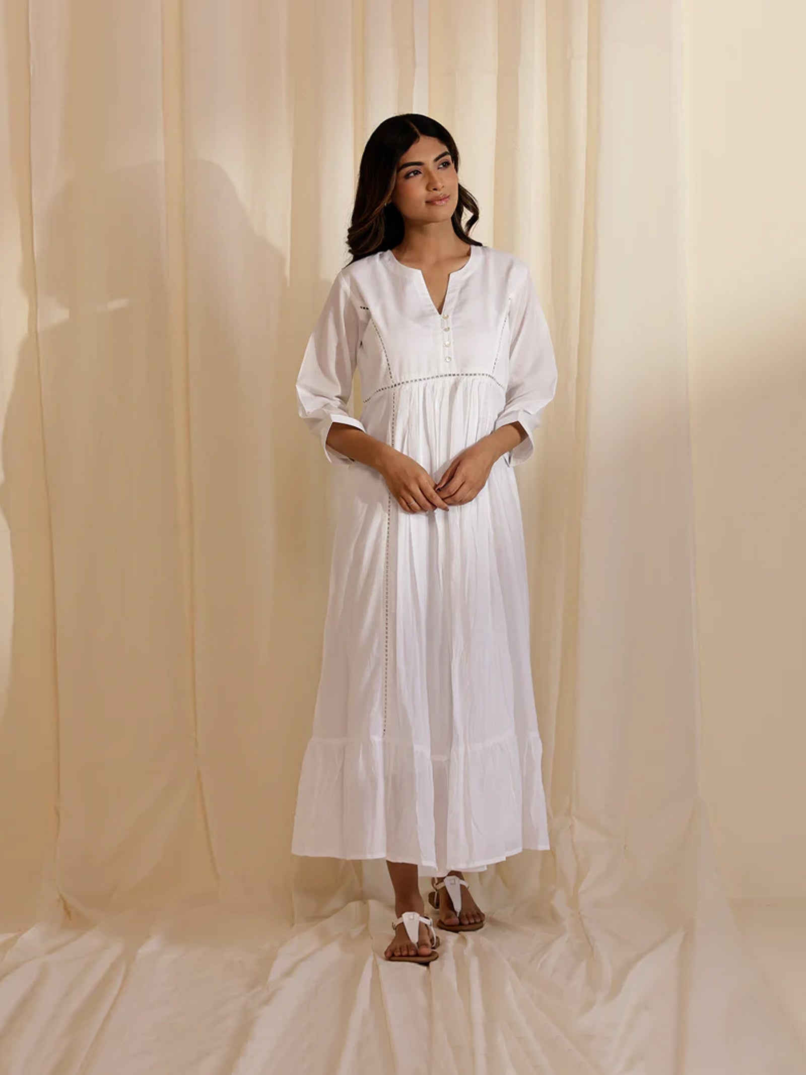 White Wash Frill Voile Dress