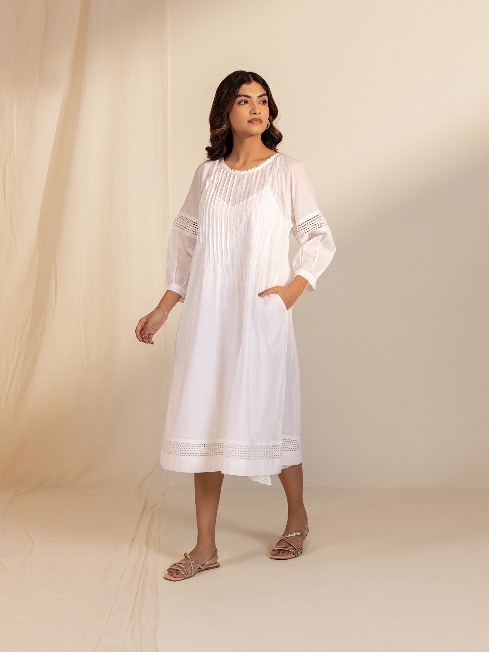 White Wash Lace Voile Dress