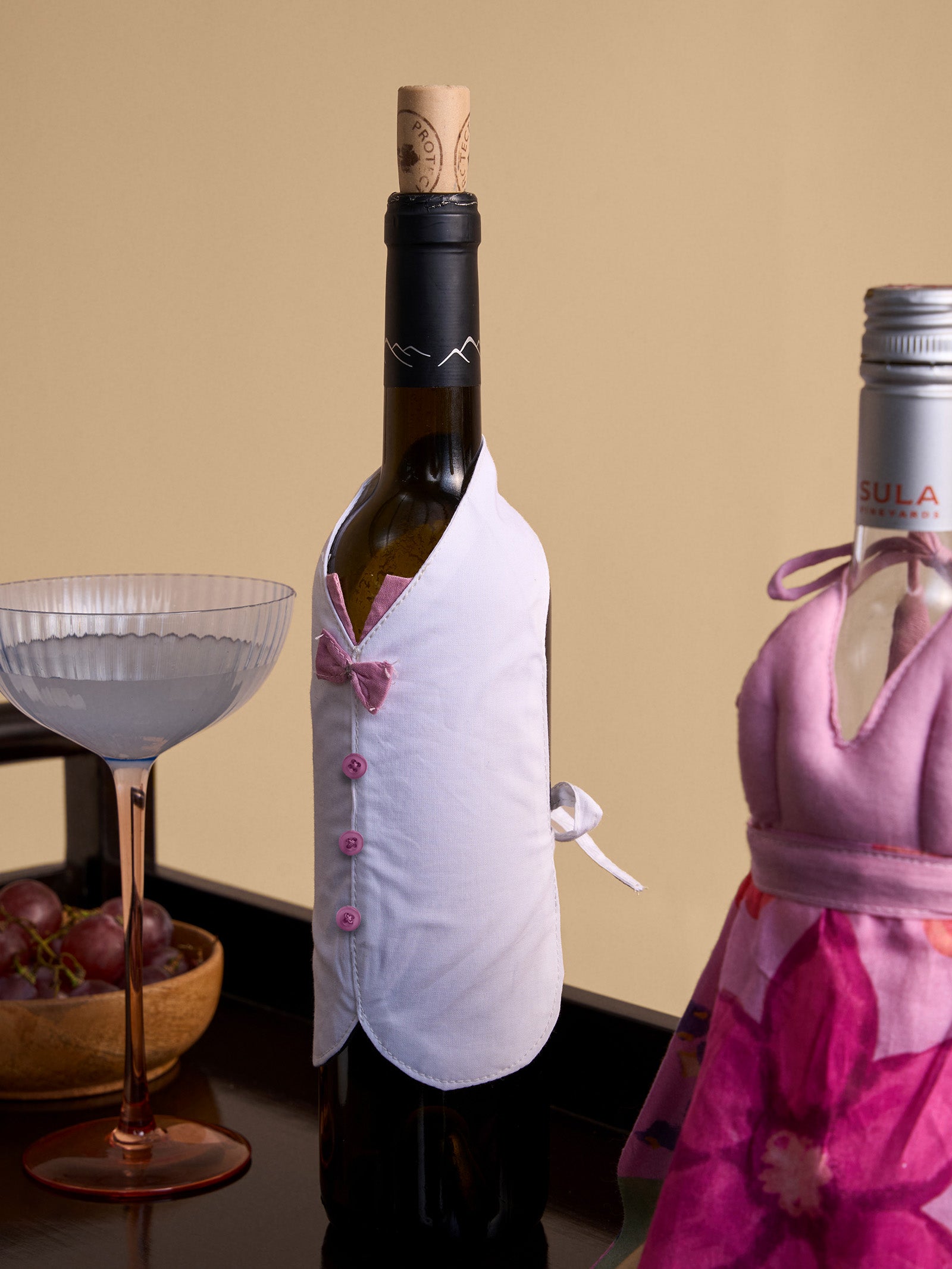Wine Bottle Cover - Pop Pink (Set of 2)