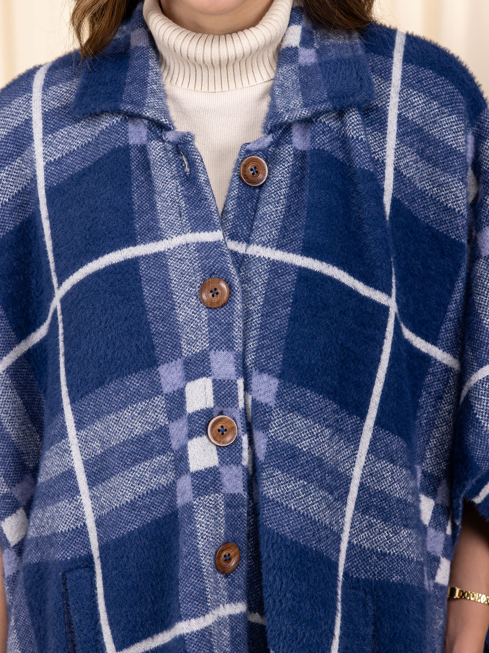 Woollen Indigo Grid Cape