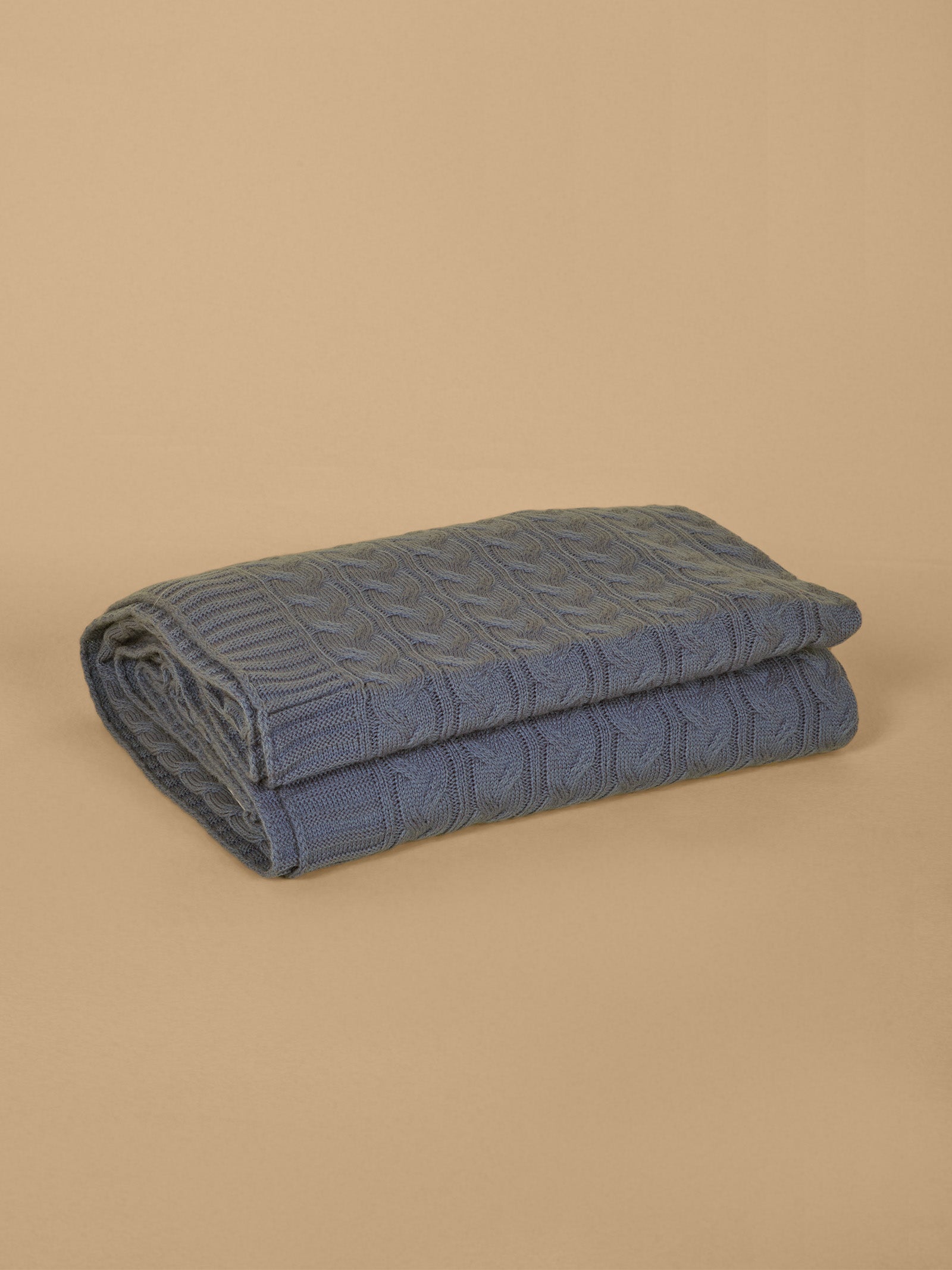 Woollen Knitted Slate Sky Blanket