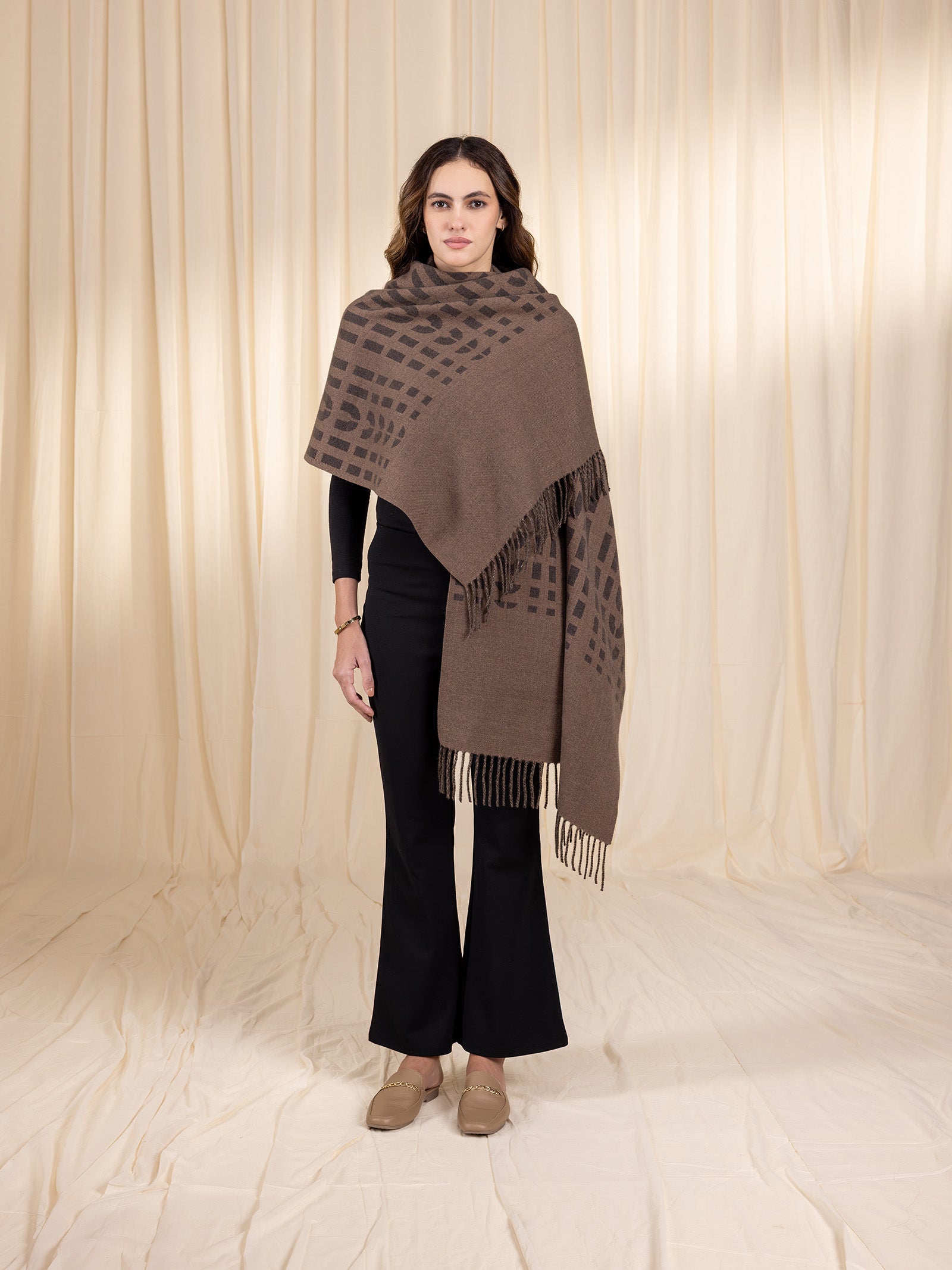 Woollen Reversible Loom Stole - Slate