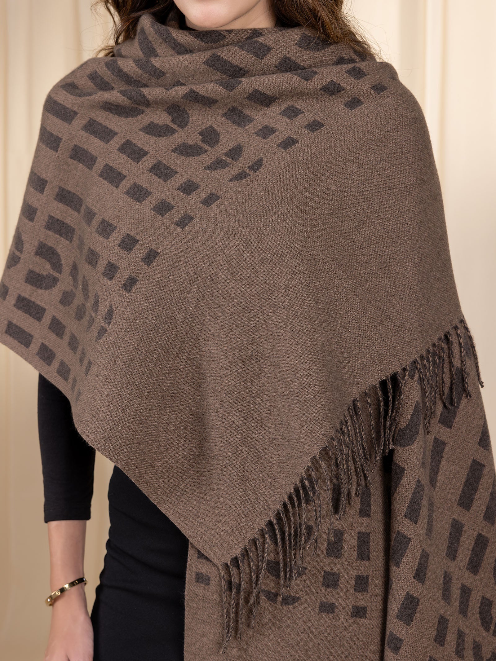 Woollen Reversible Loom Stole - Slate