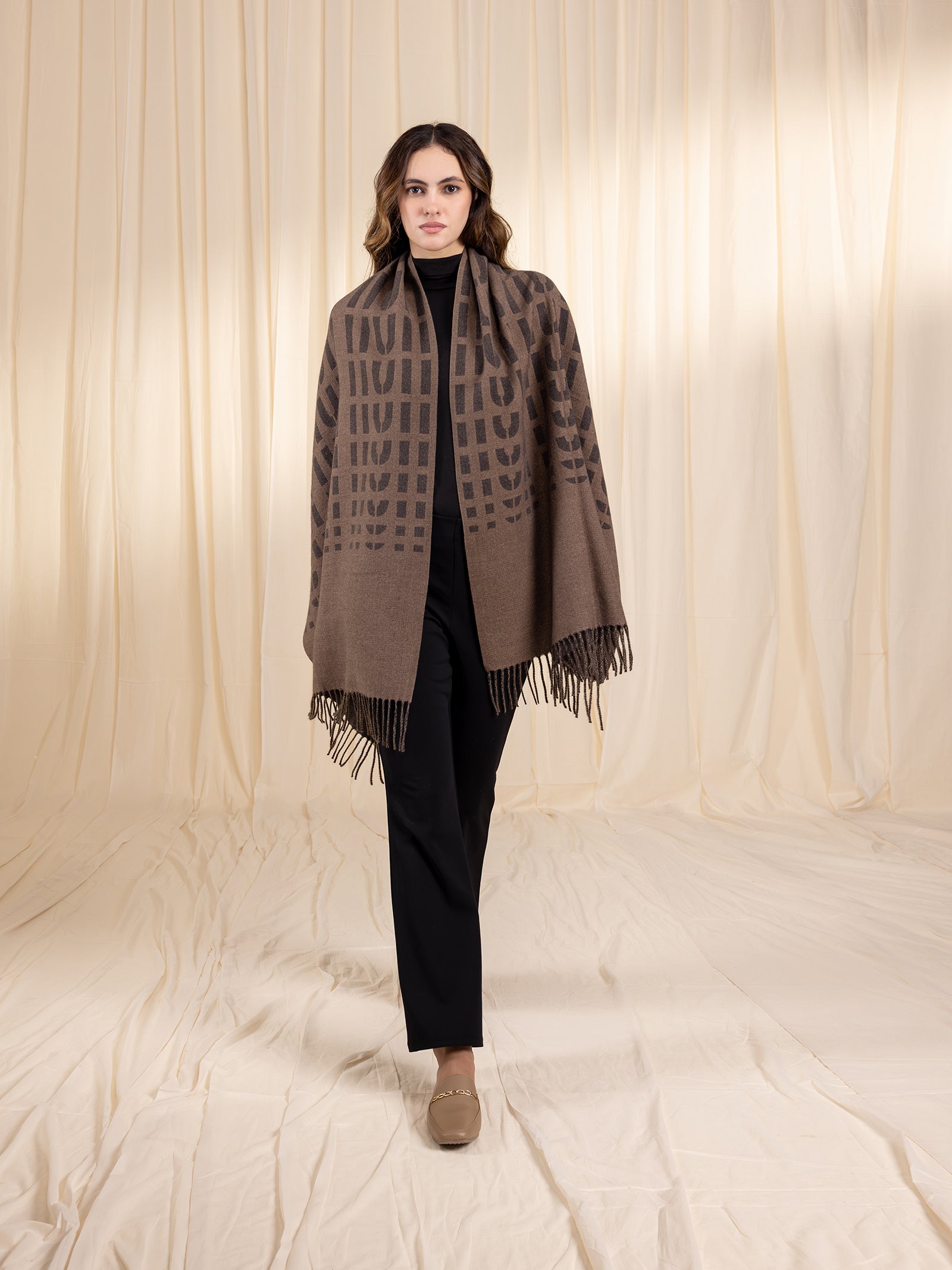 Woollen Reversible Loom Stole - Slate