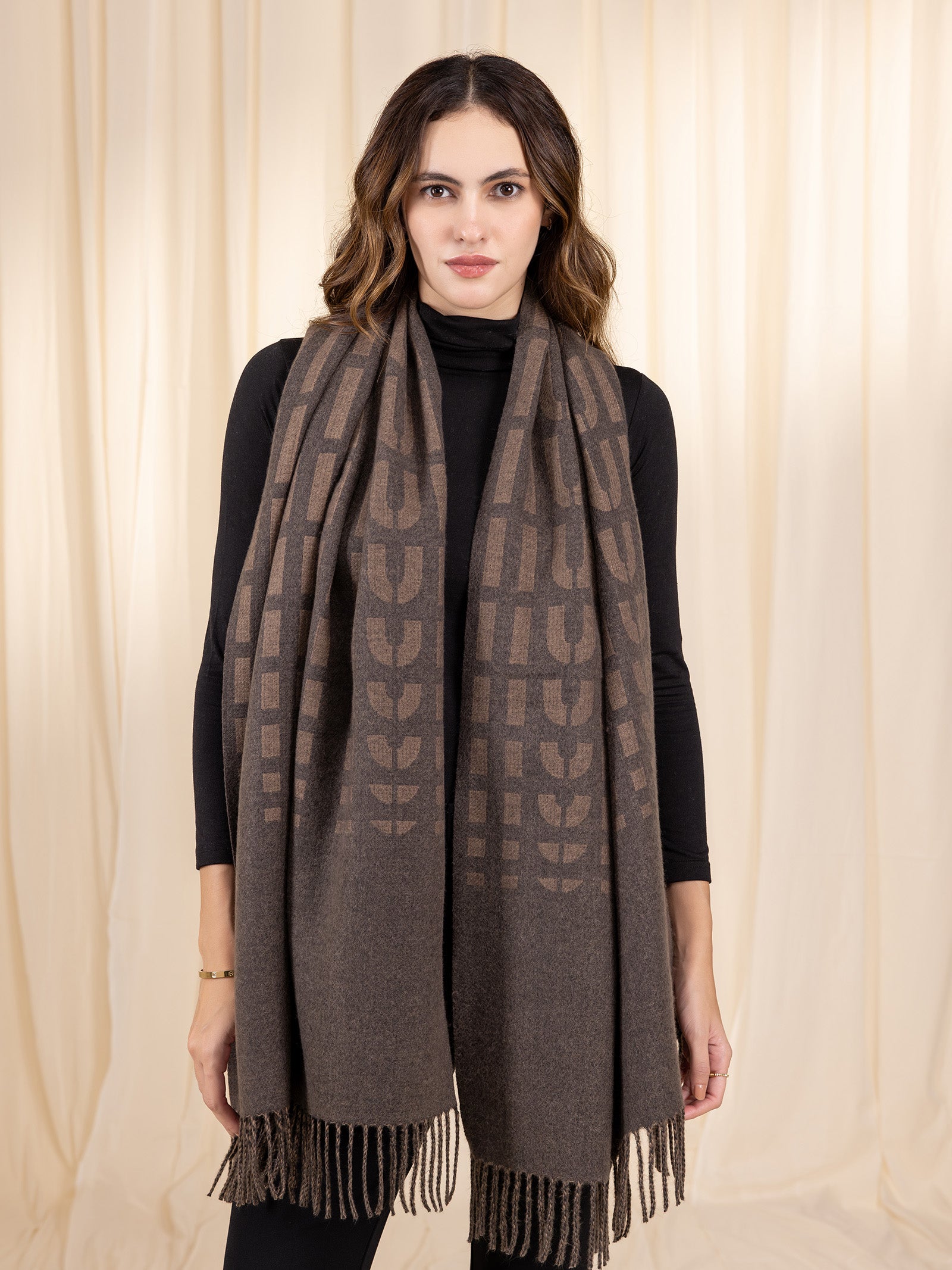 Woollen Reversible Loom Stole - Slate