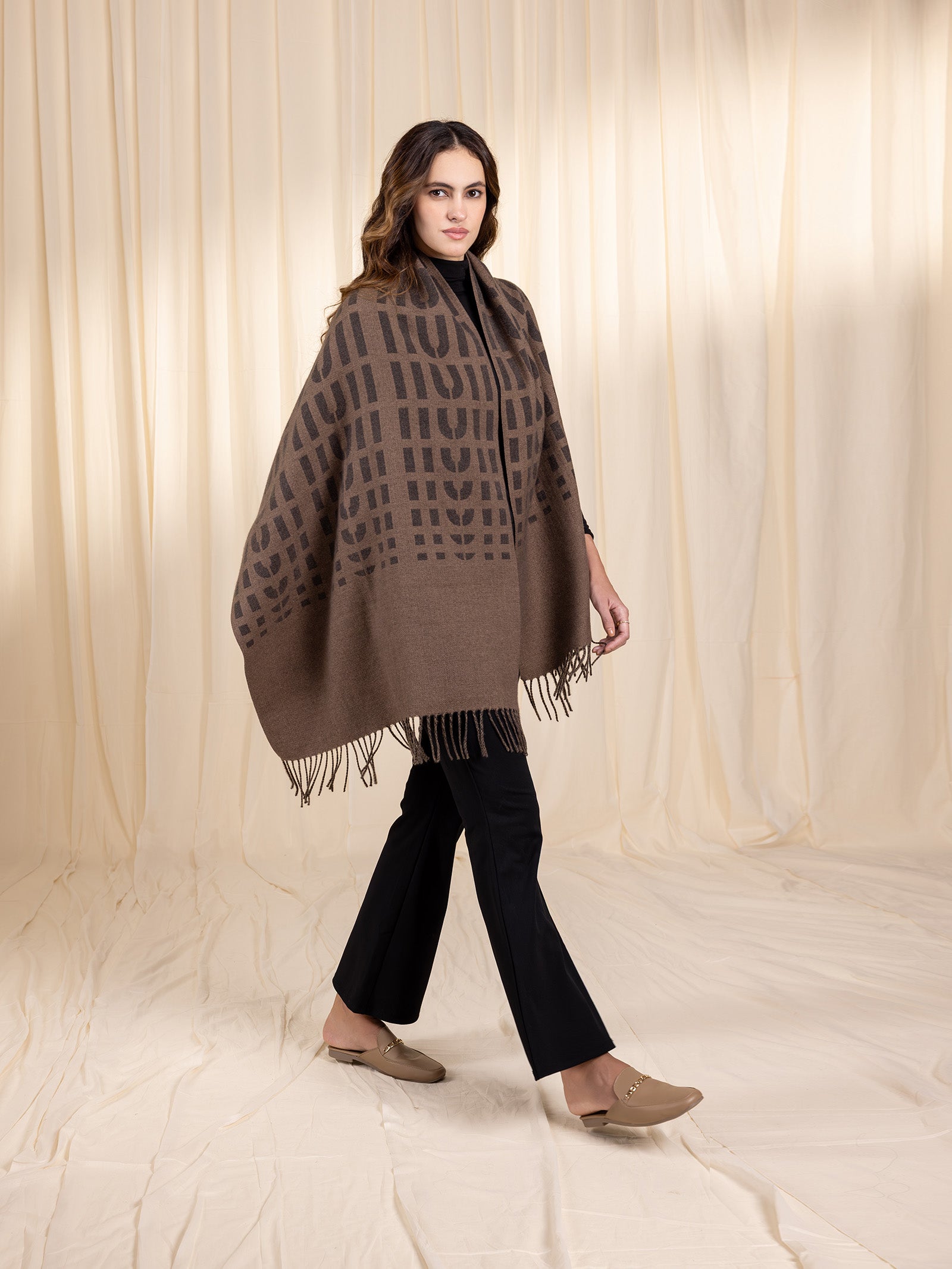 Woollen Reversible Loom Stole - Slate