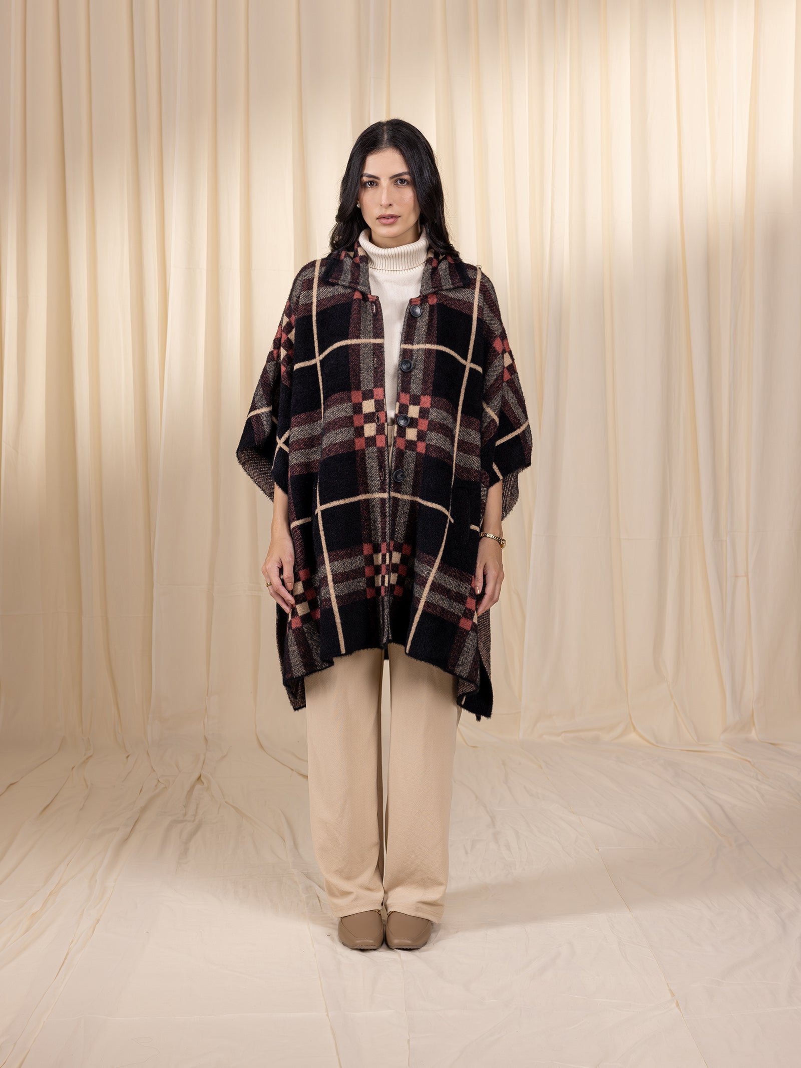 Woollen Rust Grid Cape