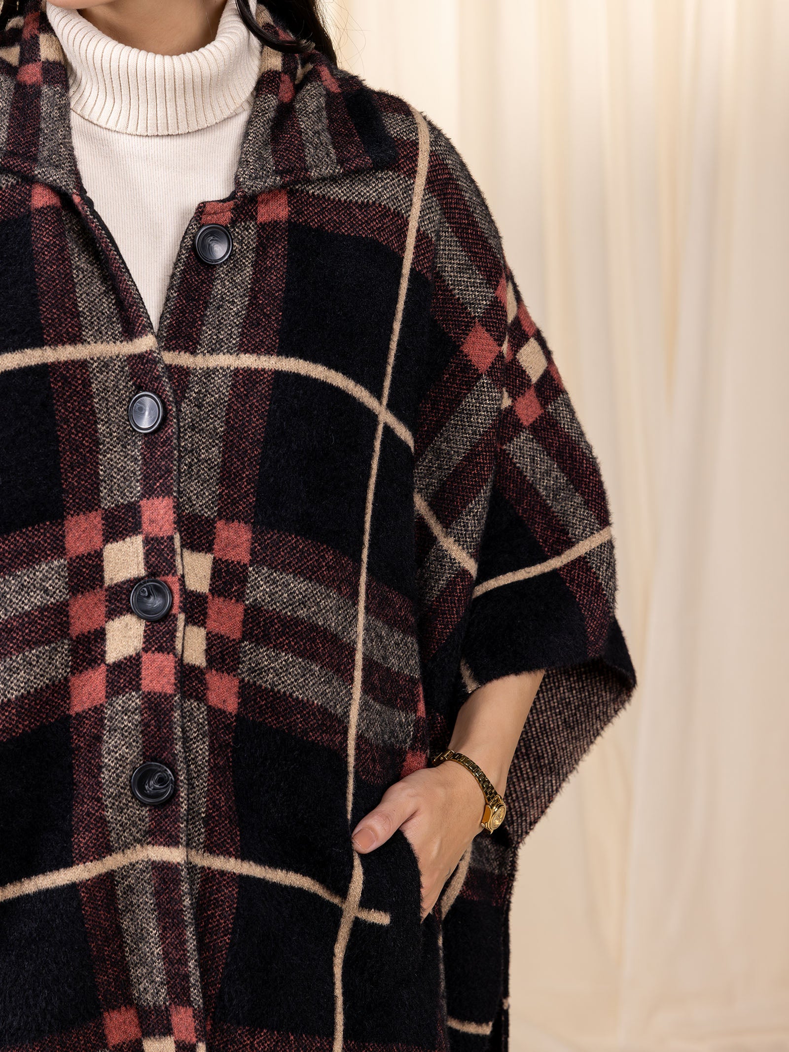 Woollen Rust Grid Cape