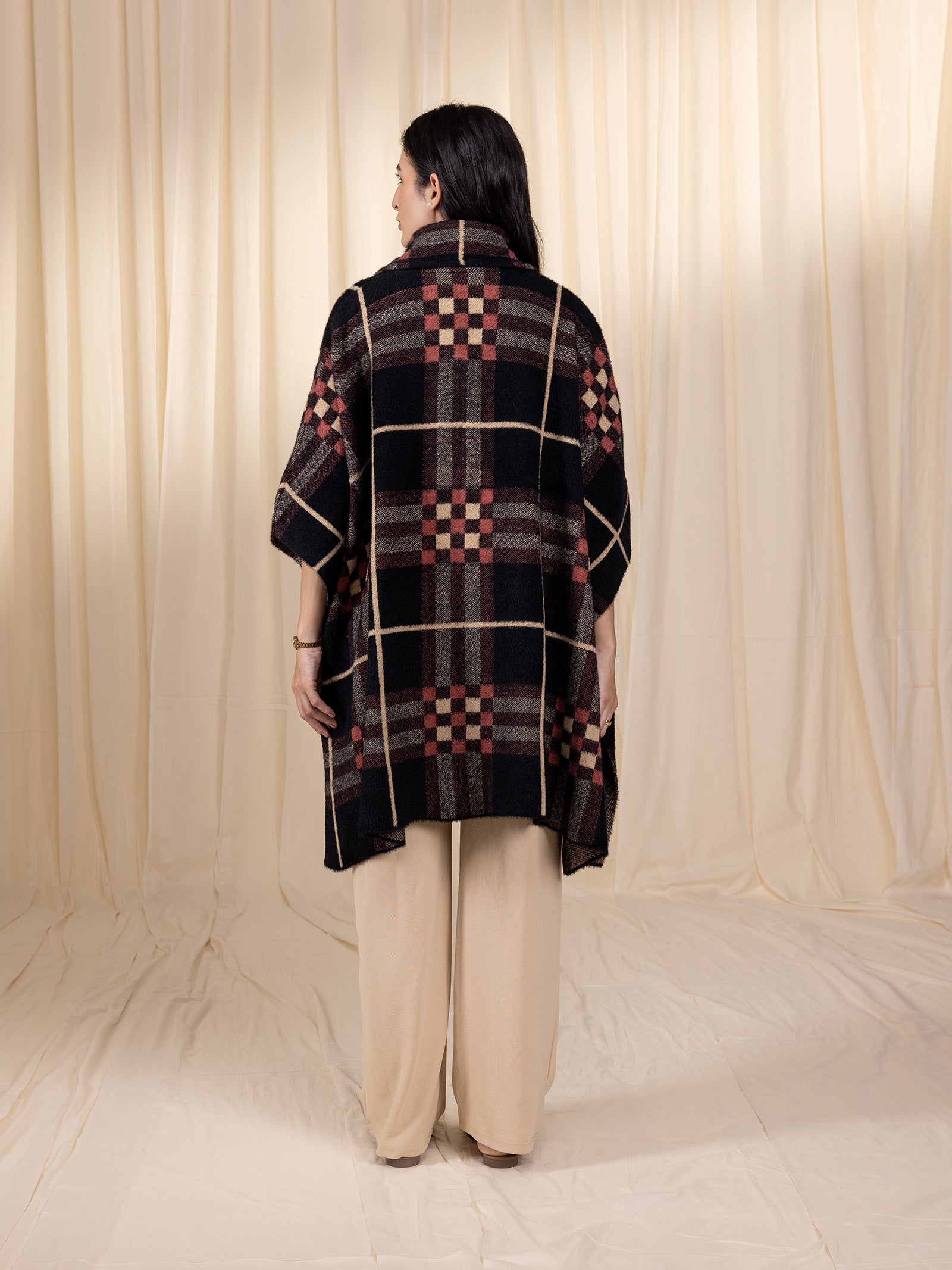 Woollen Rust Grid Cape