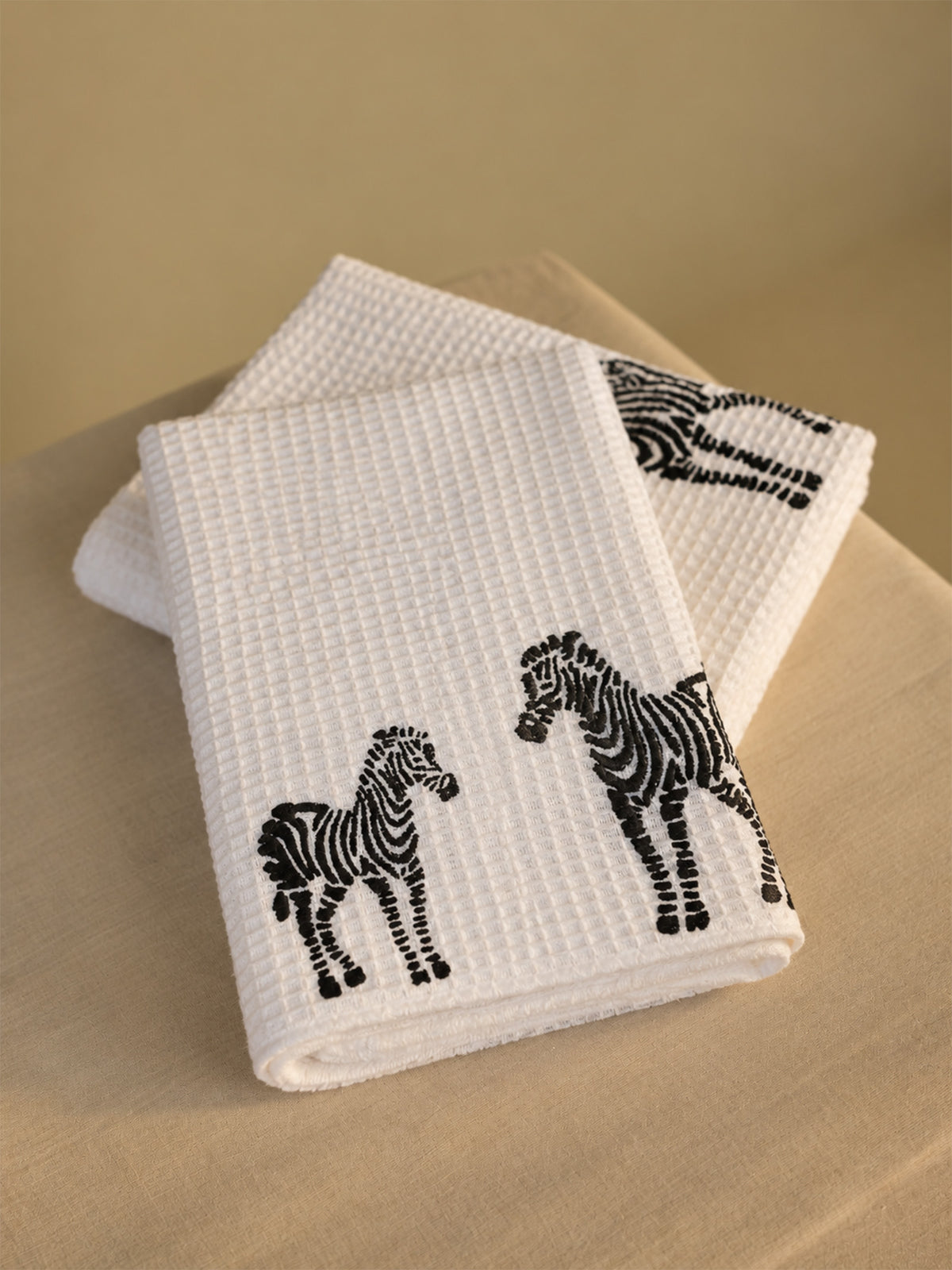 Zebra Waffle Hand Towel (Set Of 2)