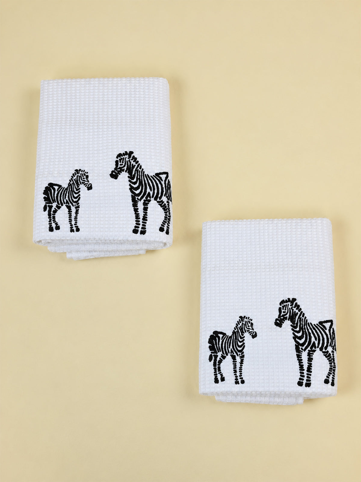Zebra Waffle Hand Towel (Set Of 2)