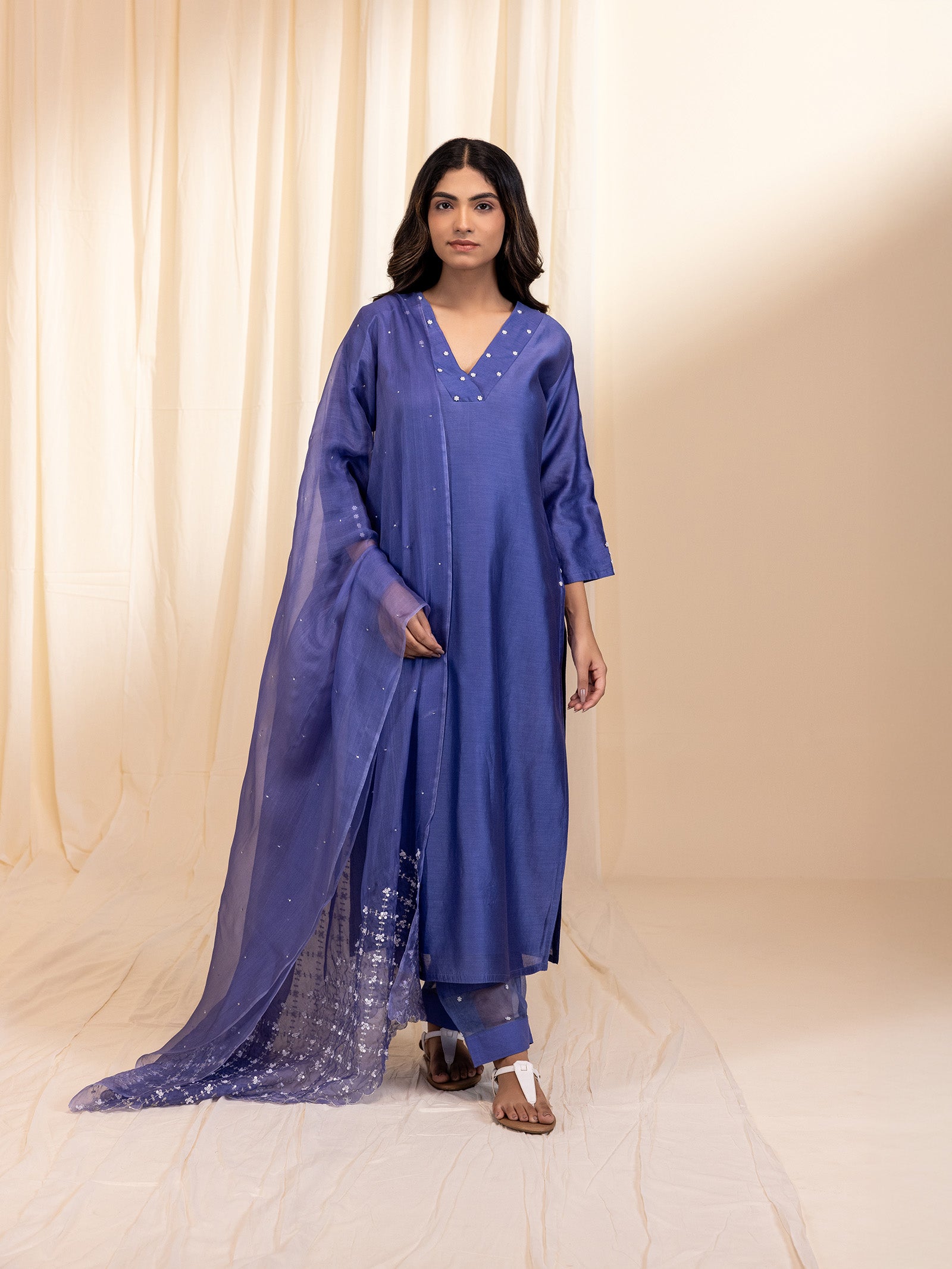 Celebration Purple Chanderi Kurta