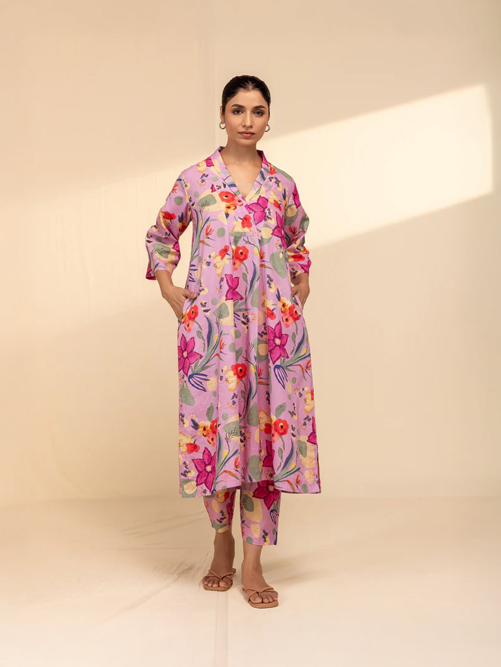 Pop Pink Cotton Kurta