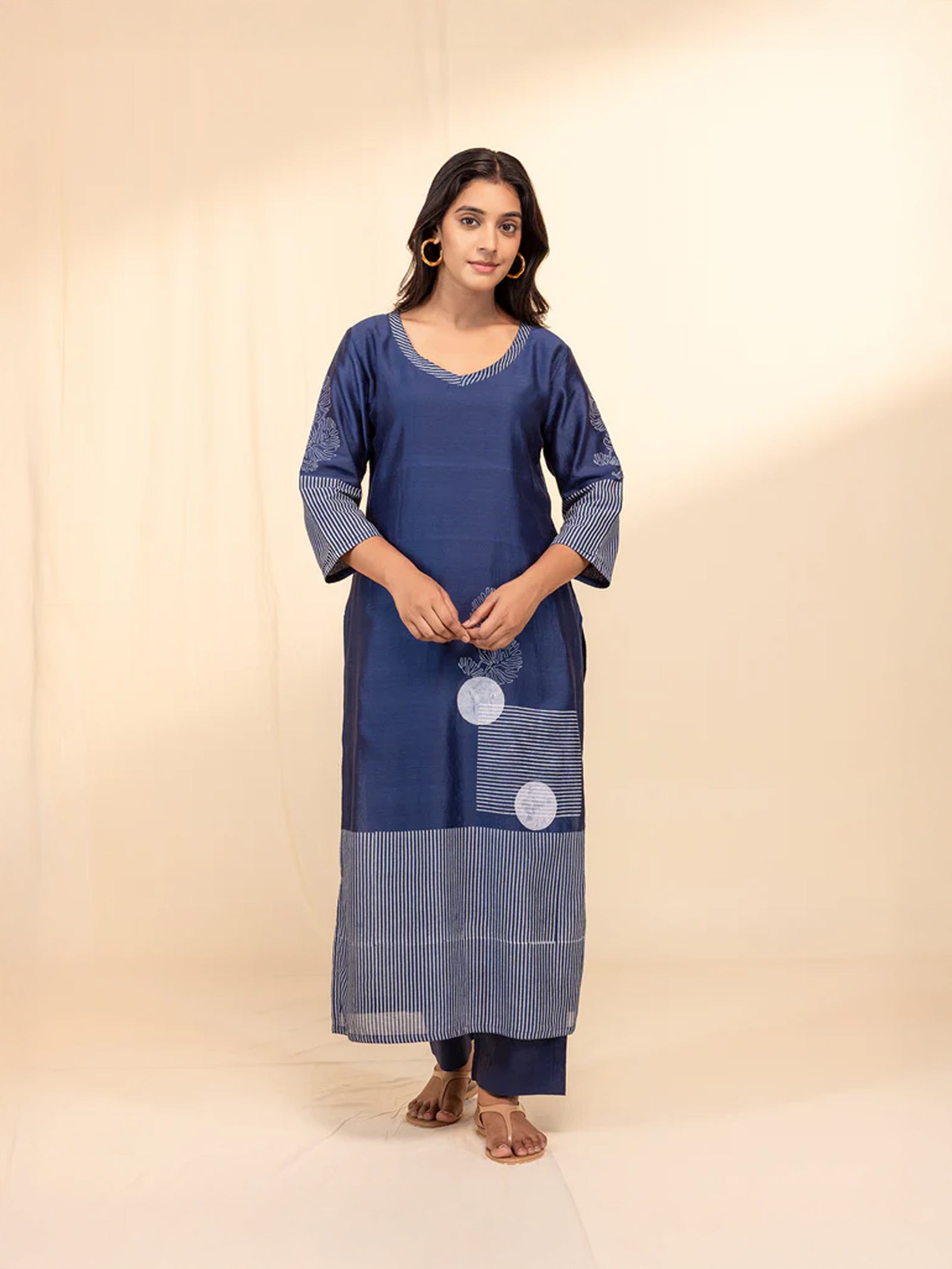 Blue Modern Chanderi Kurta