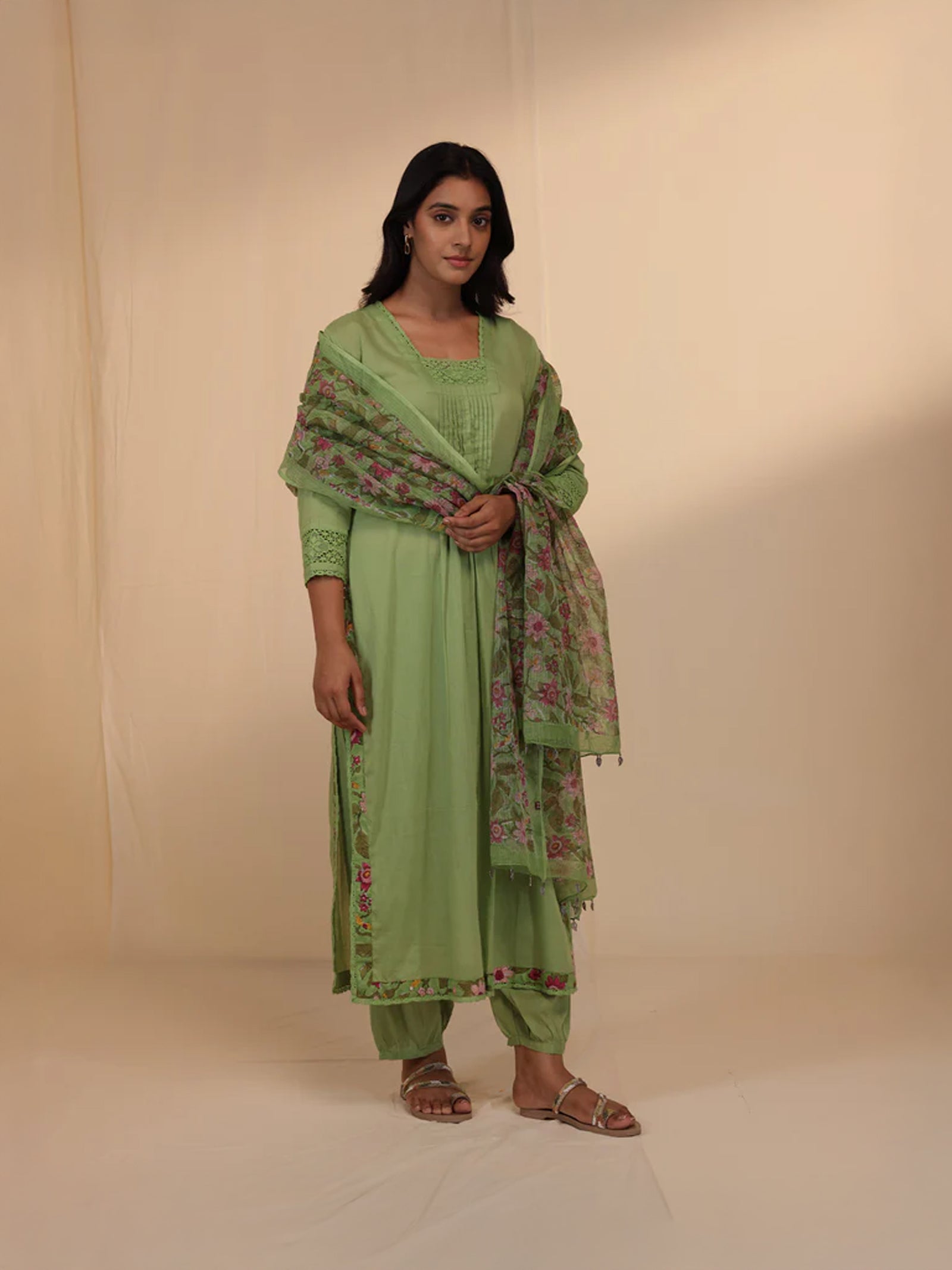 Nettle Green Voile Kurta