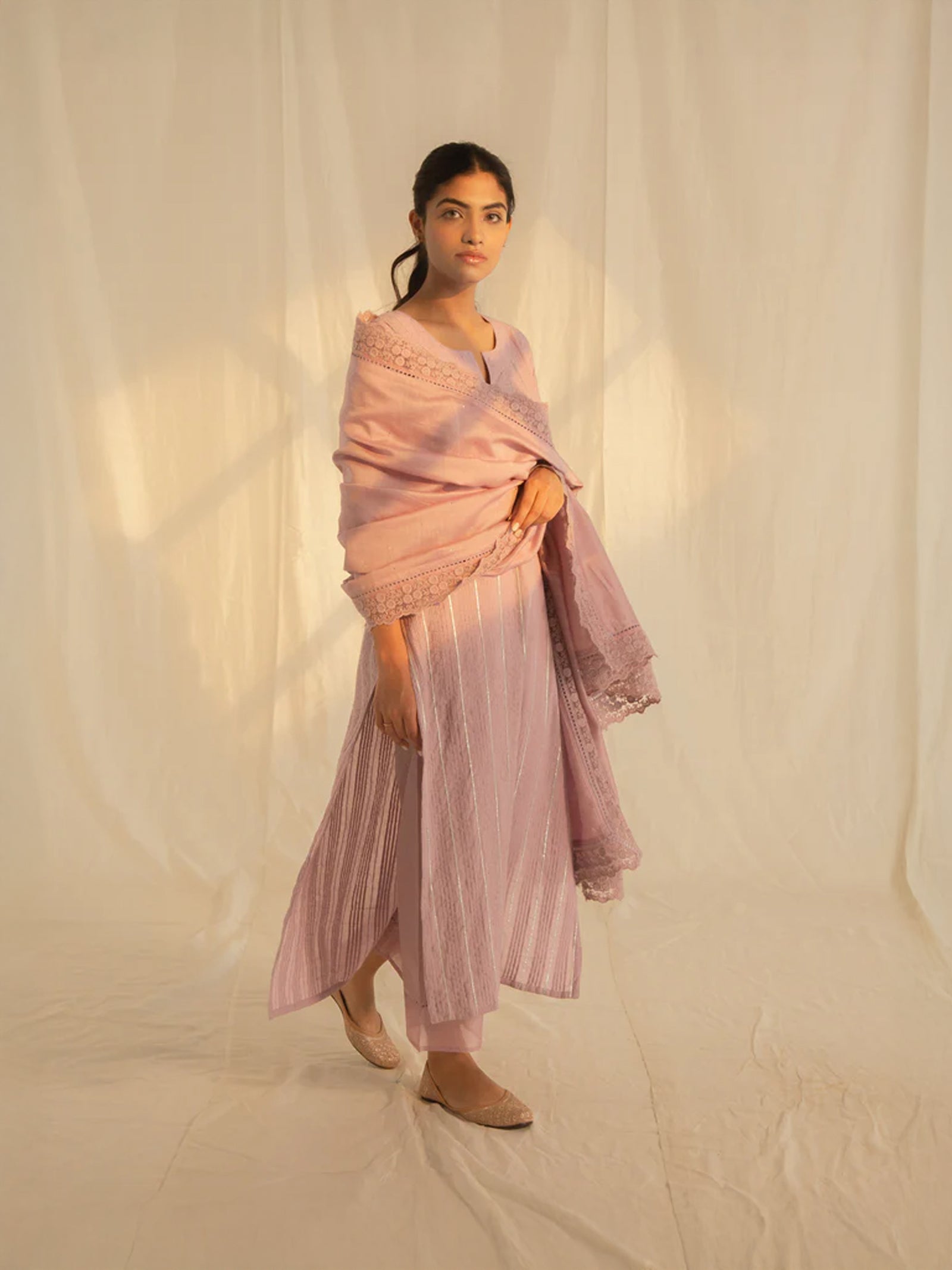 Mauve Chantilly Voile Kurta