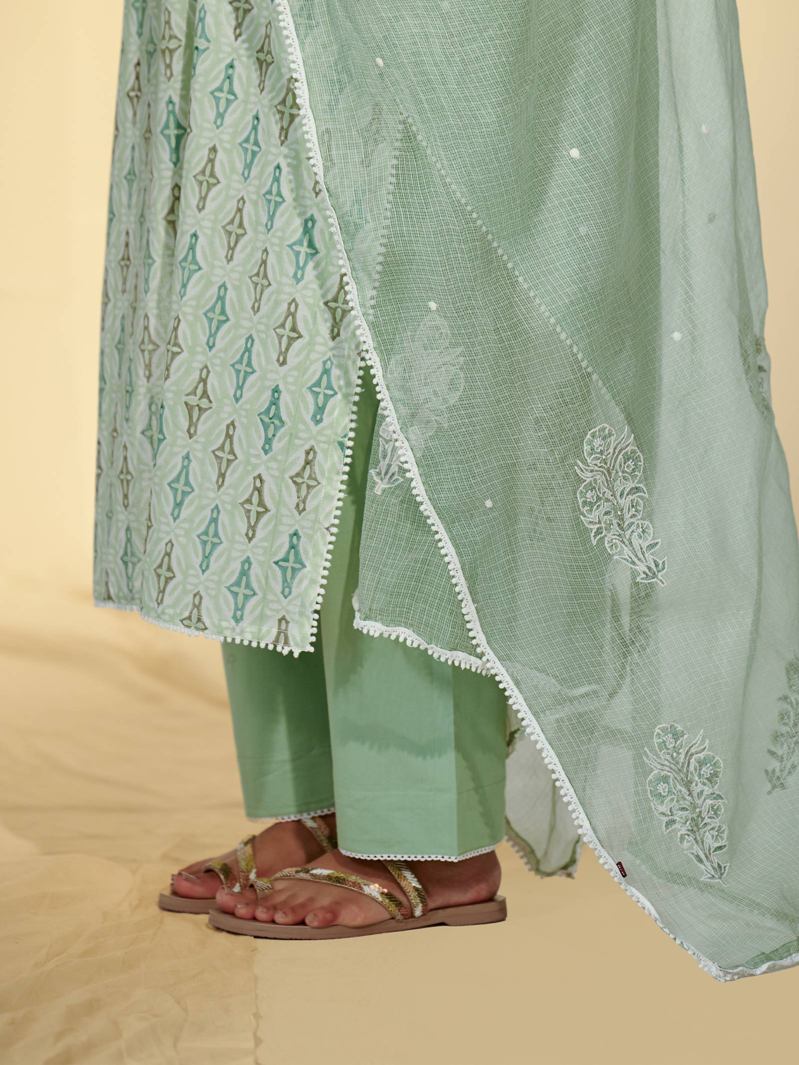 Hint Of Mint Cotton Straight Pant